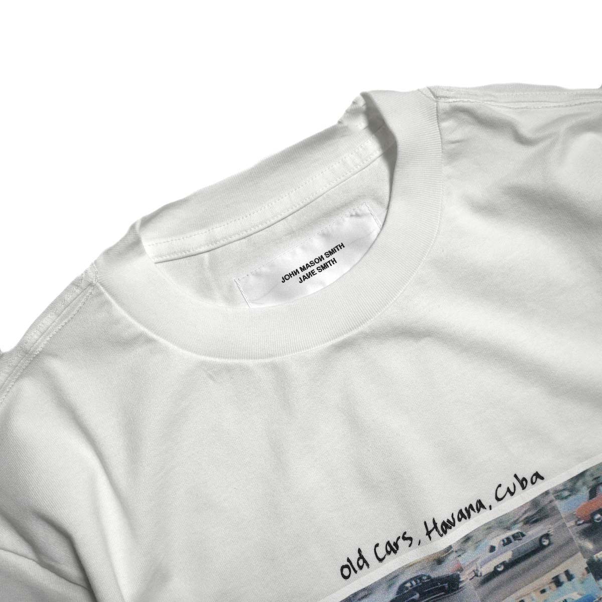 JANE SMITH / IVORY SERRA OLD CARS HAVANA, CUBA S/S T-SHIRT (White) ネック