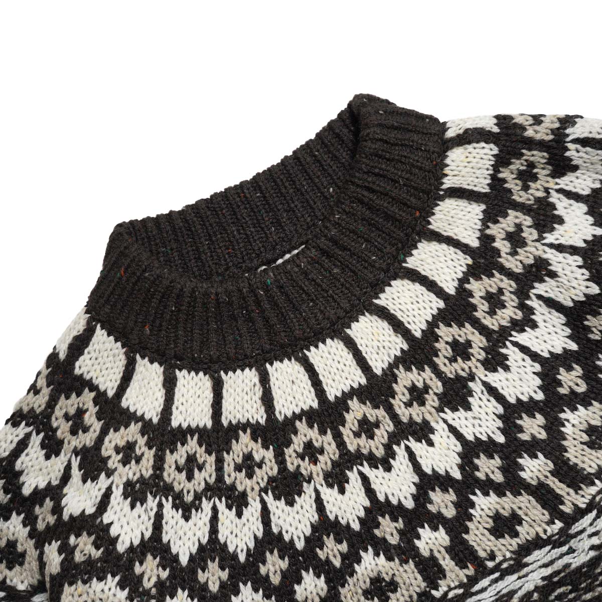 JANE SMITH / 5G NORDIC YOKE SWEATER (Brown) ネック