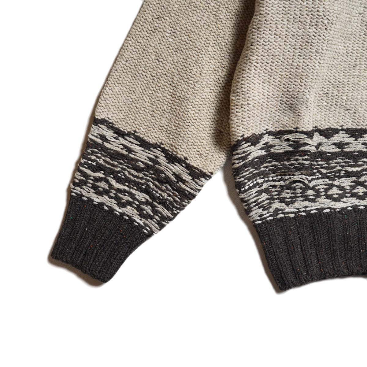 JANE SMITH / 5G NORDIC YOKE SWEATER (Brown) 袖先