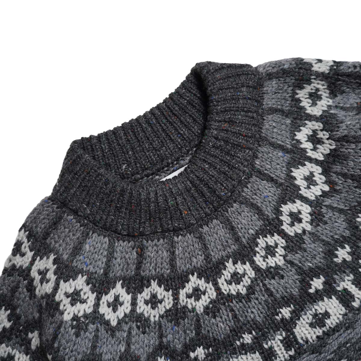 JANE SMITH / 5G NORDIC YOKE SWEATER (Gray) ネック