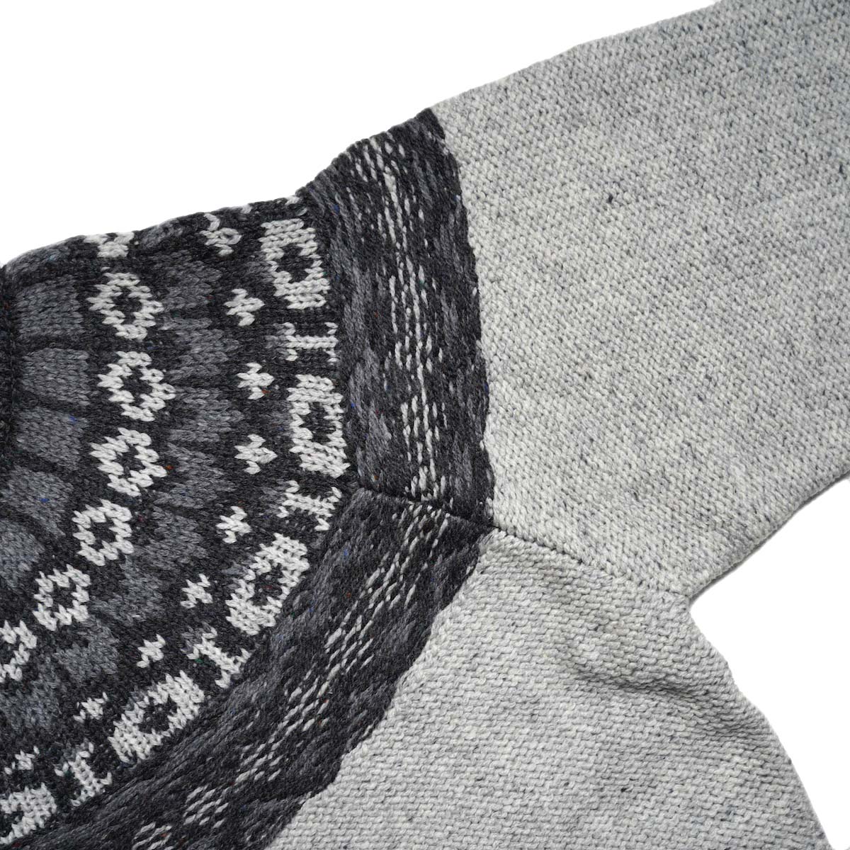 JANE SMITH / 5G NORDIC YOKE SWEATER (Gray) 肩周り