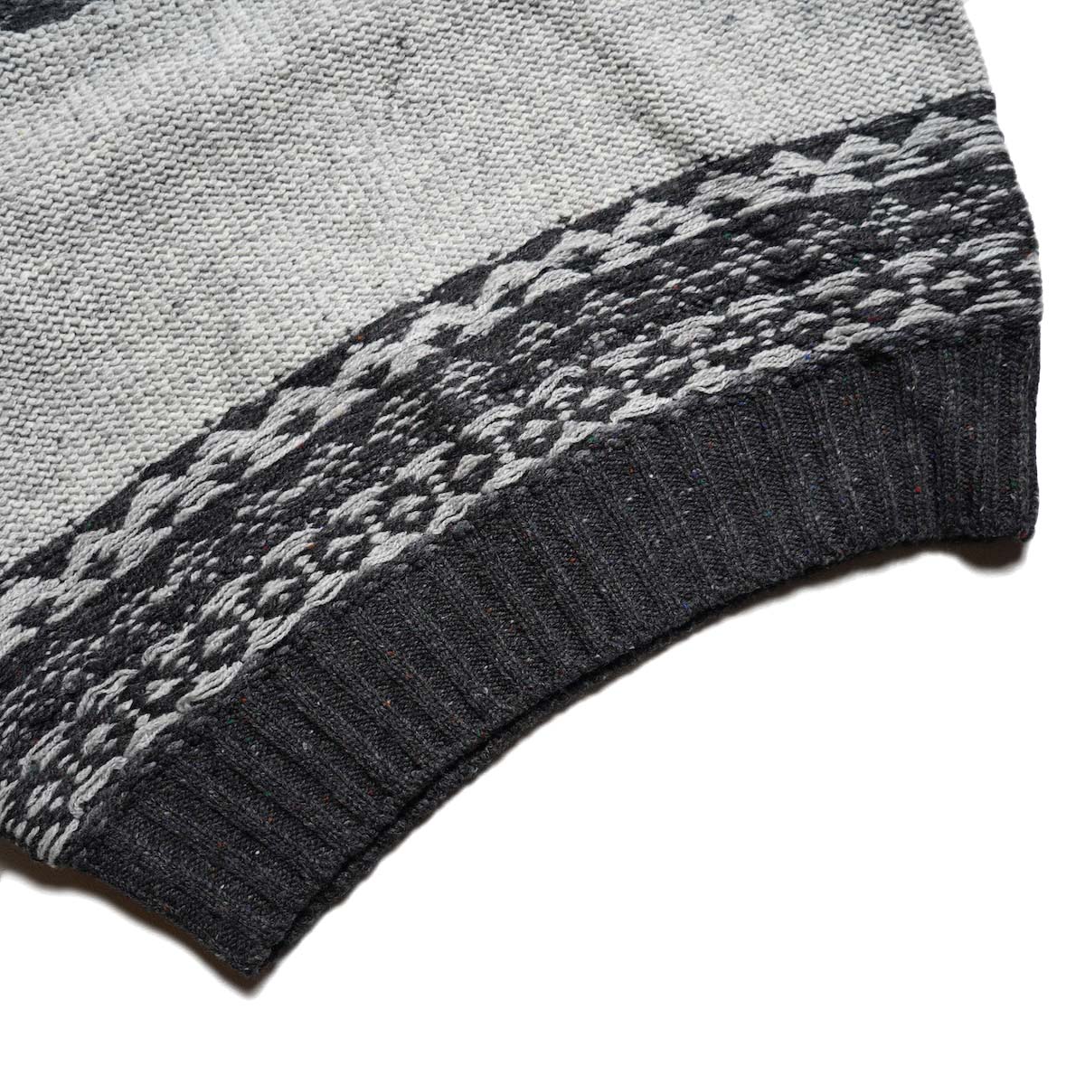JANE SMITH / 5G NORDIC YOKE SWEATER (Gray) 裾