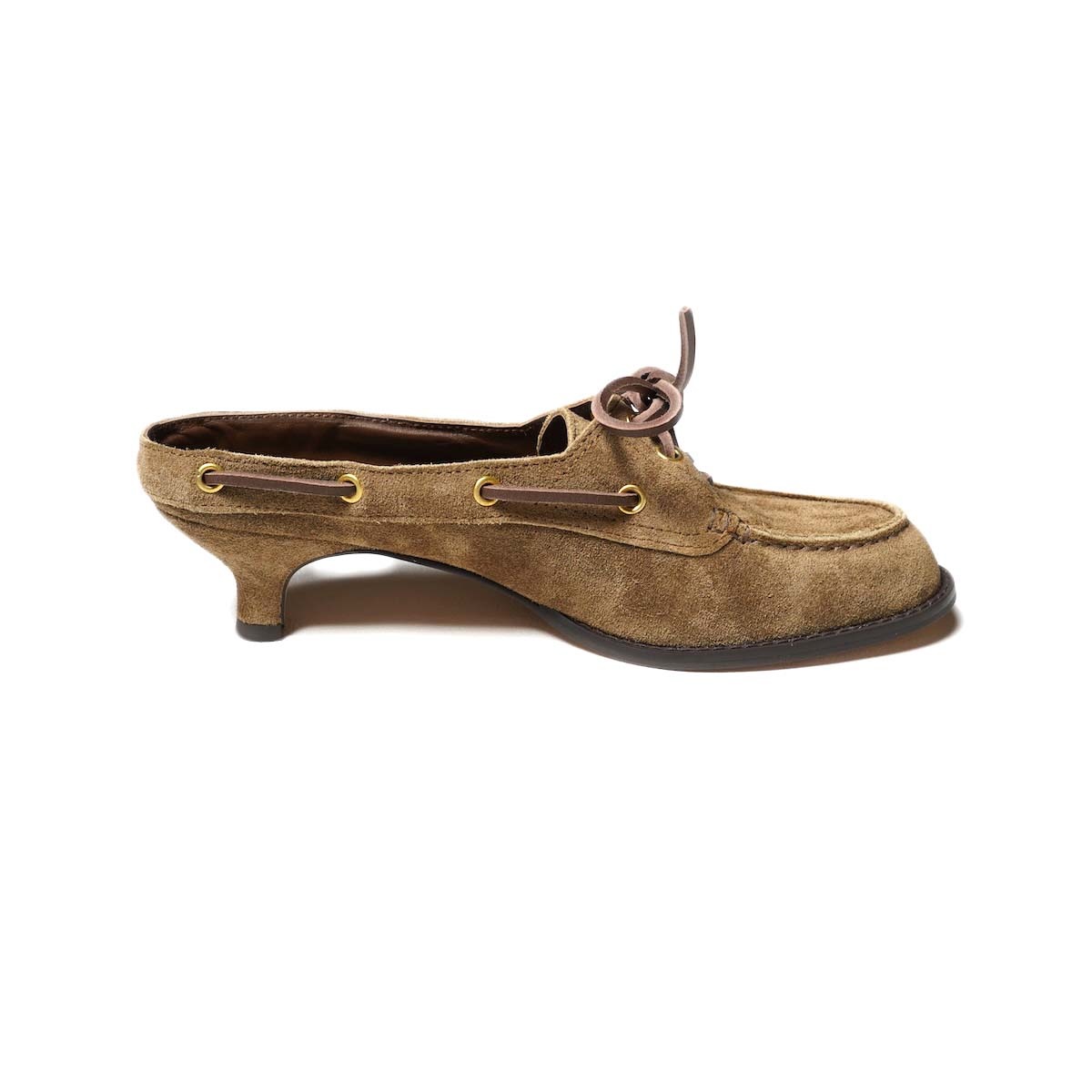 JANE SMITH / 3 EYELET MOCCASIN MULE (Suede Beige) インサイド