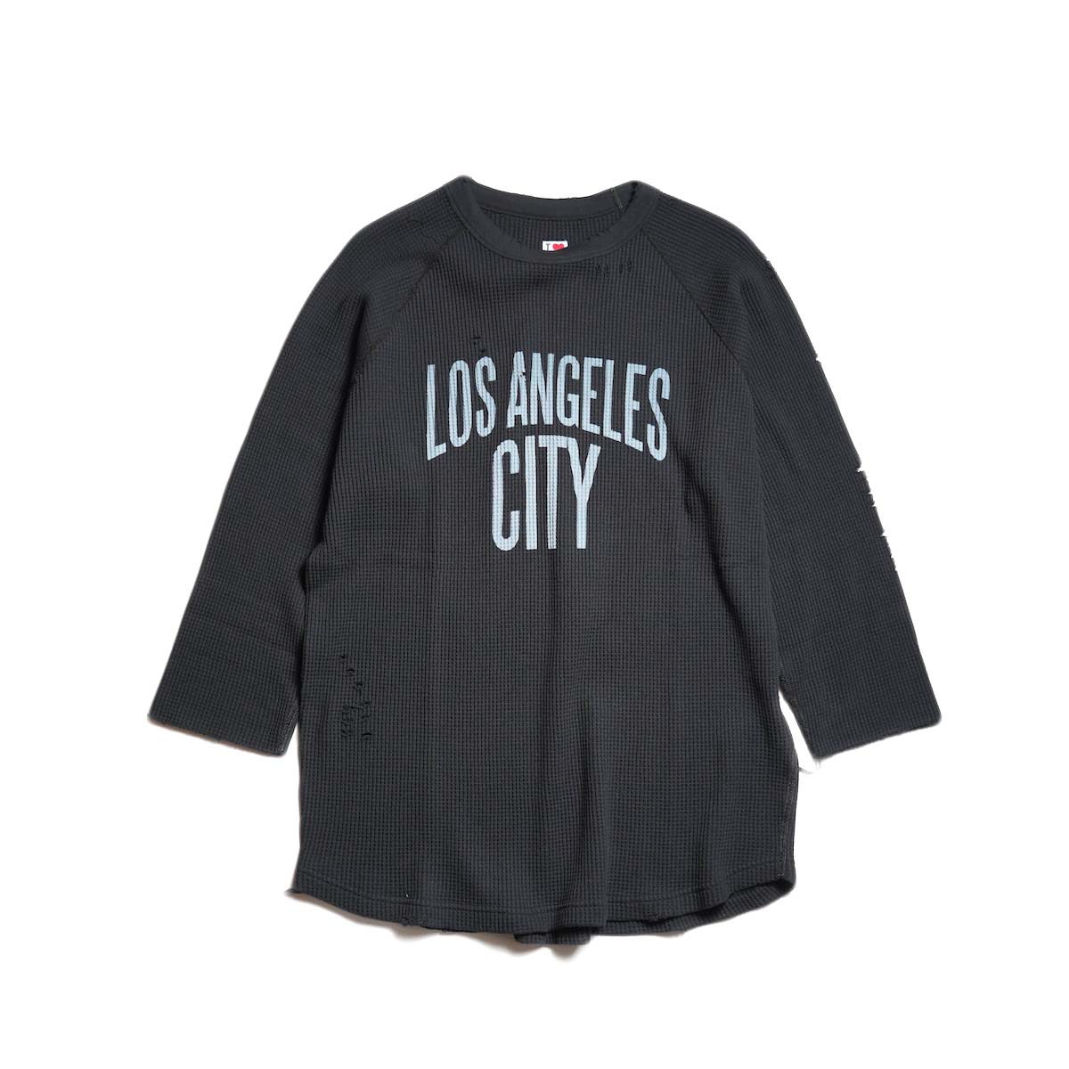 I LOVE LA / WAFFLE RAGLAN 2/3 SLEEVE (Black)