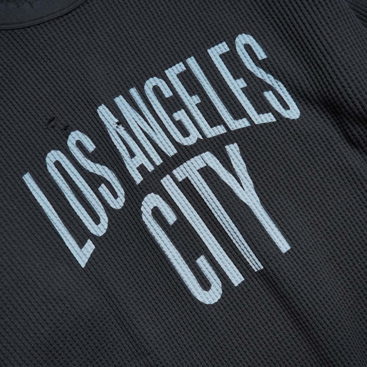 I LOVE LA / WAFFLE RAGLAN 2/3 SLEEVE (Black) プリント
