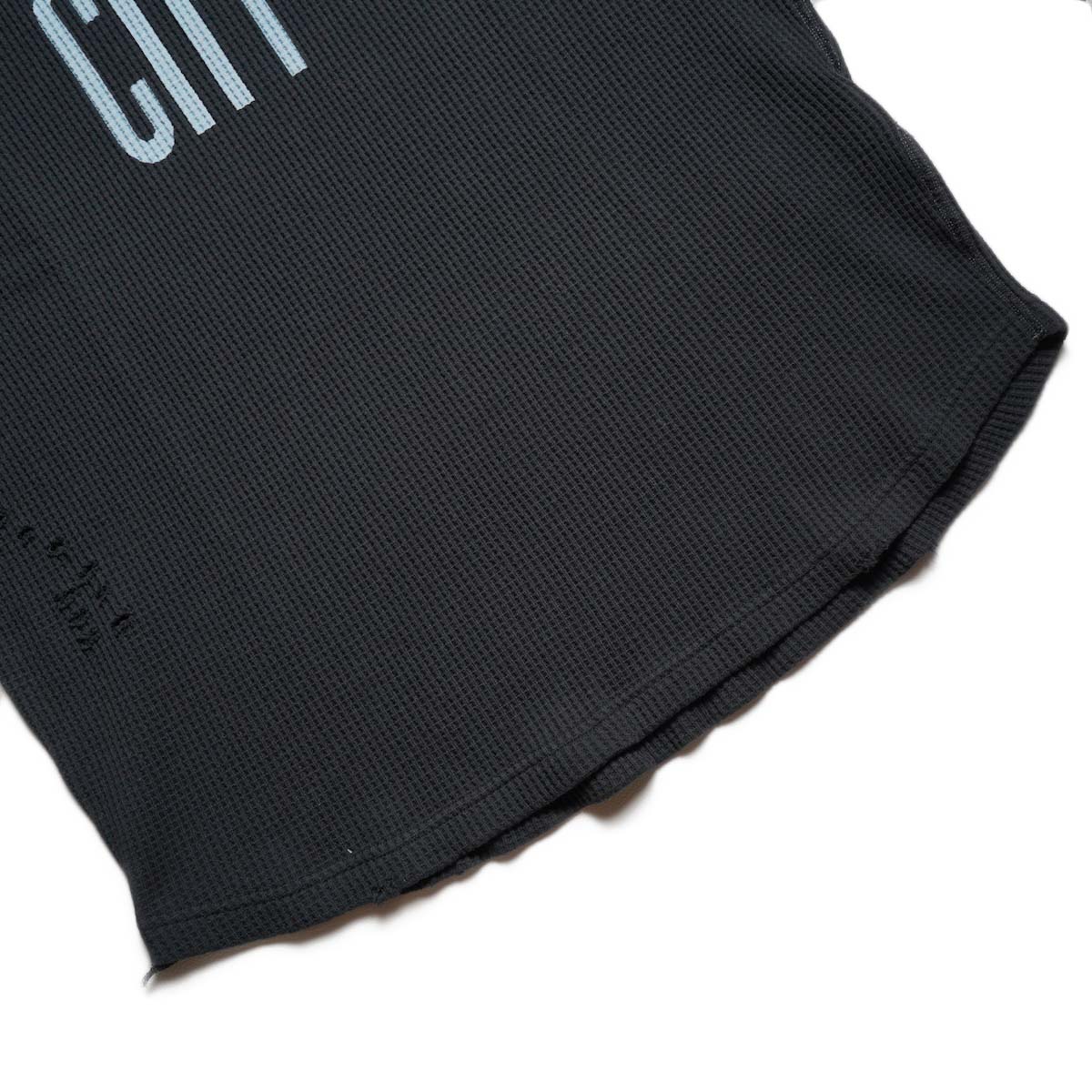 I LOVE LA / WAFFLE RAGLAN 2/3 SLEEVE (Black) 裾