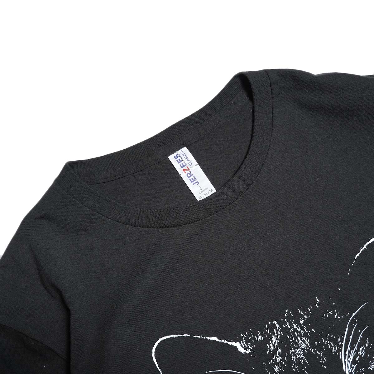 JERZEES / "ODD-EYED CAT" LS TEE (Solid Black) ネック