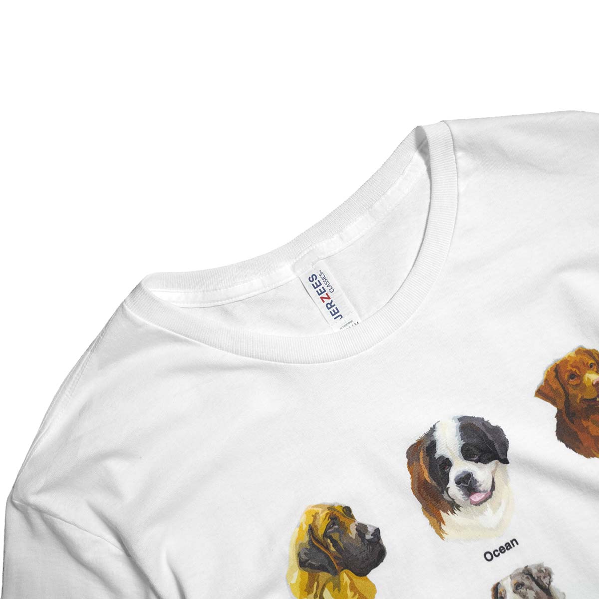 JERZEES / "9 DOGS" SS TEE (White) ネック