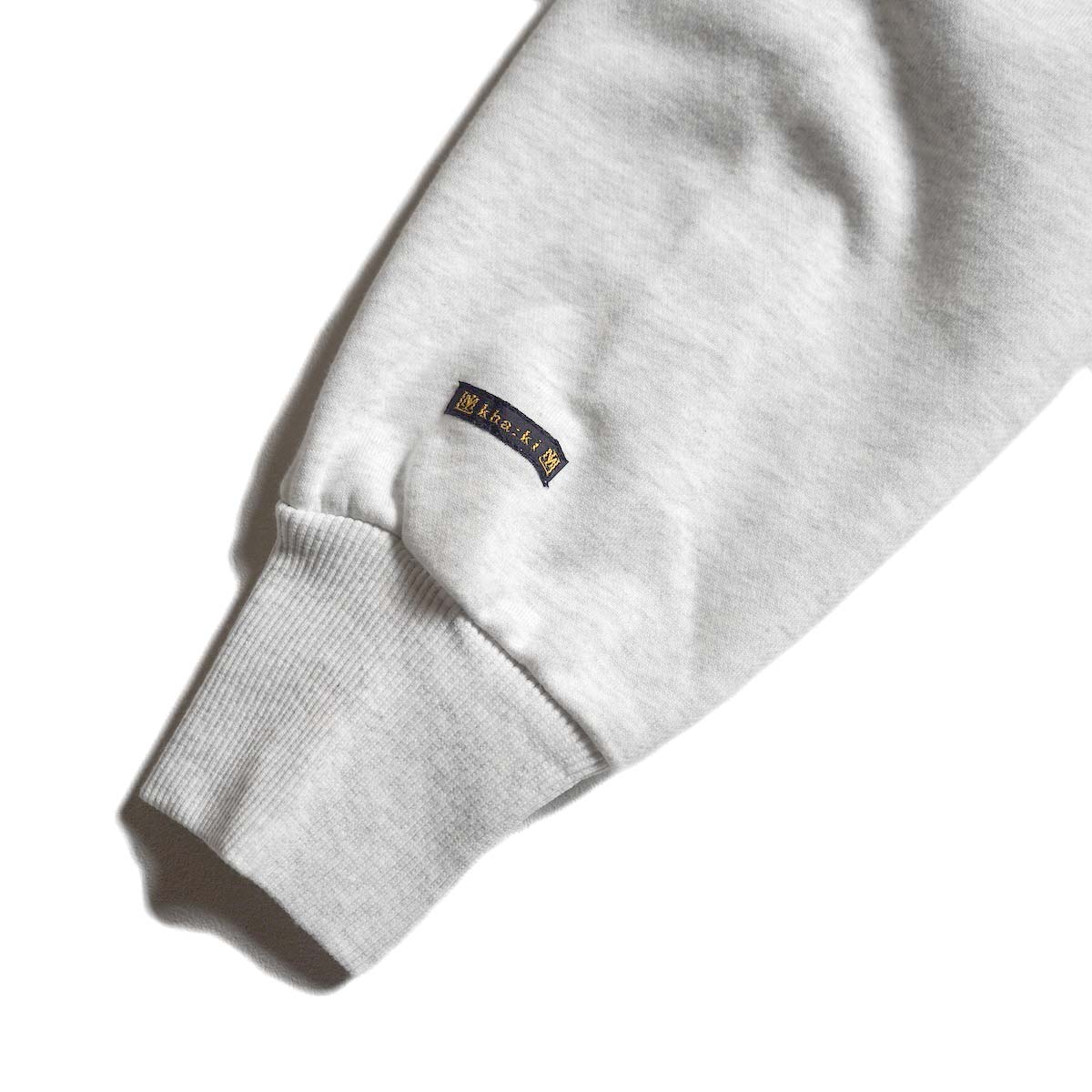 KHA:KI / 2WAY SWEAT SHIRT (Ash Gray) 袖リブ