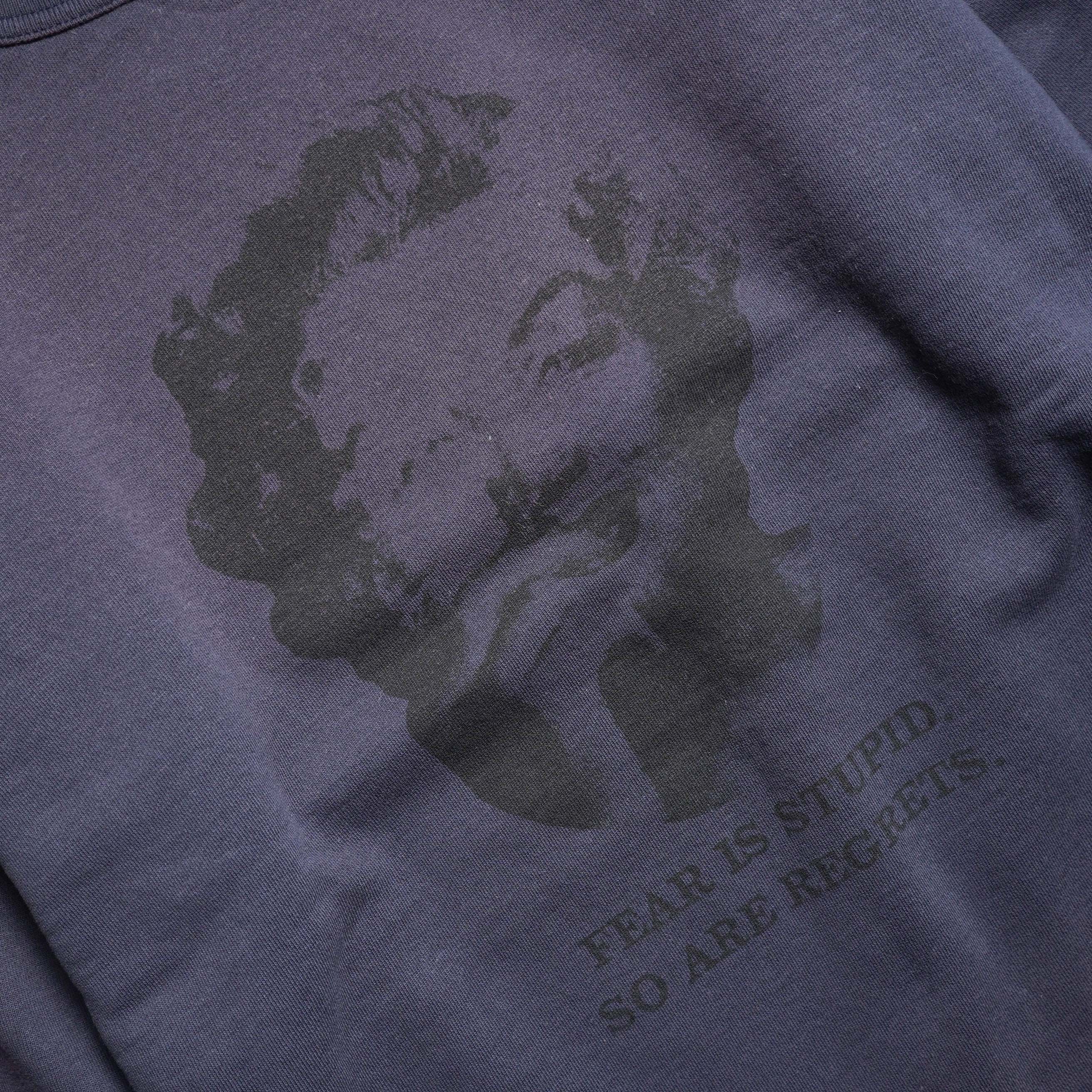 KHA:KI / DAMAGE SWEAT SHIRT -MY MUSE- (Navy) プリント