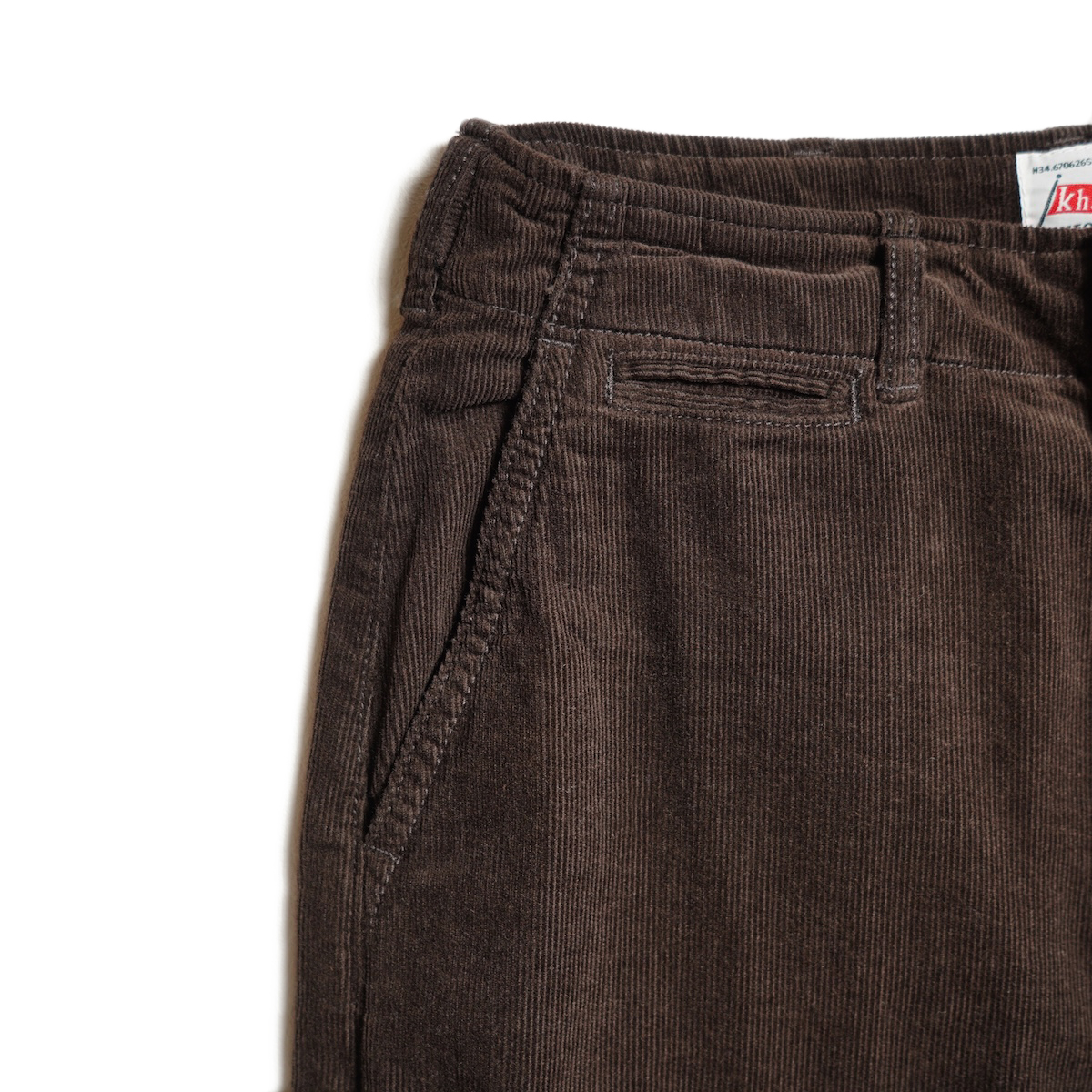 KHA:KI / OVAL CORD TROUSERS (Dark Brown) ポケット
