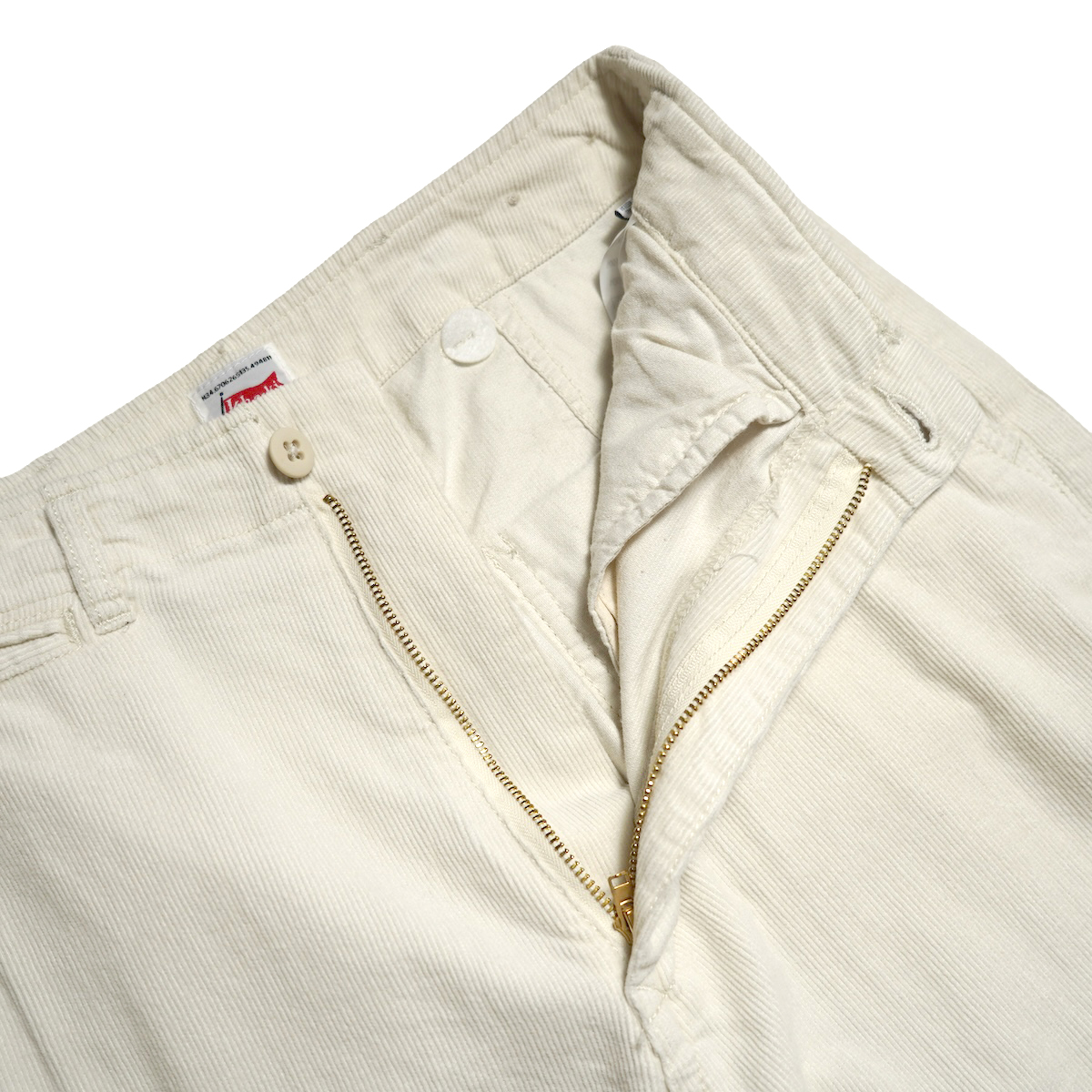 KHA:KI / OVAL CORD TROUSERS (Ecru) ファスナー