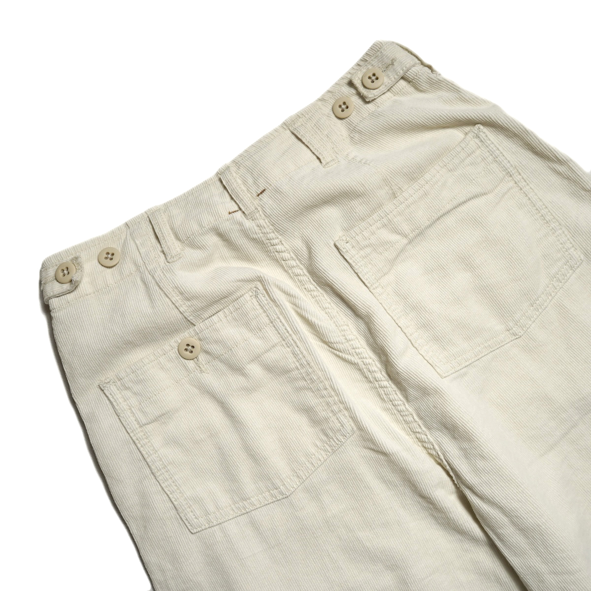 KHA:KI / OVAL CORD TROUSERS (Ecru) ヒップポケット