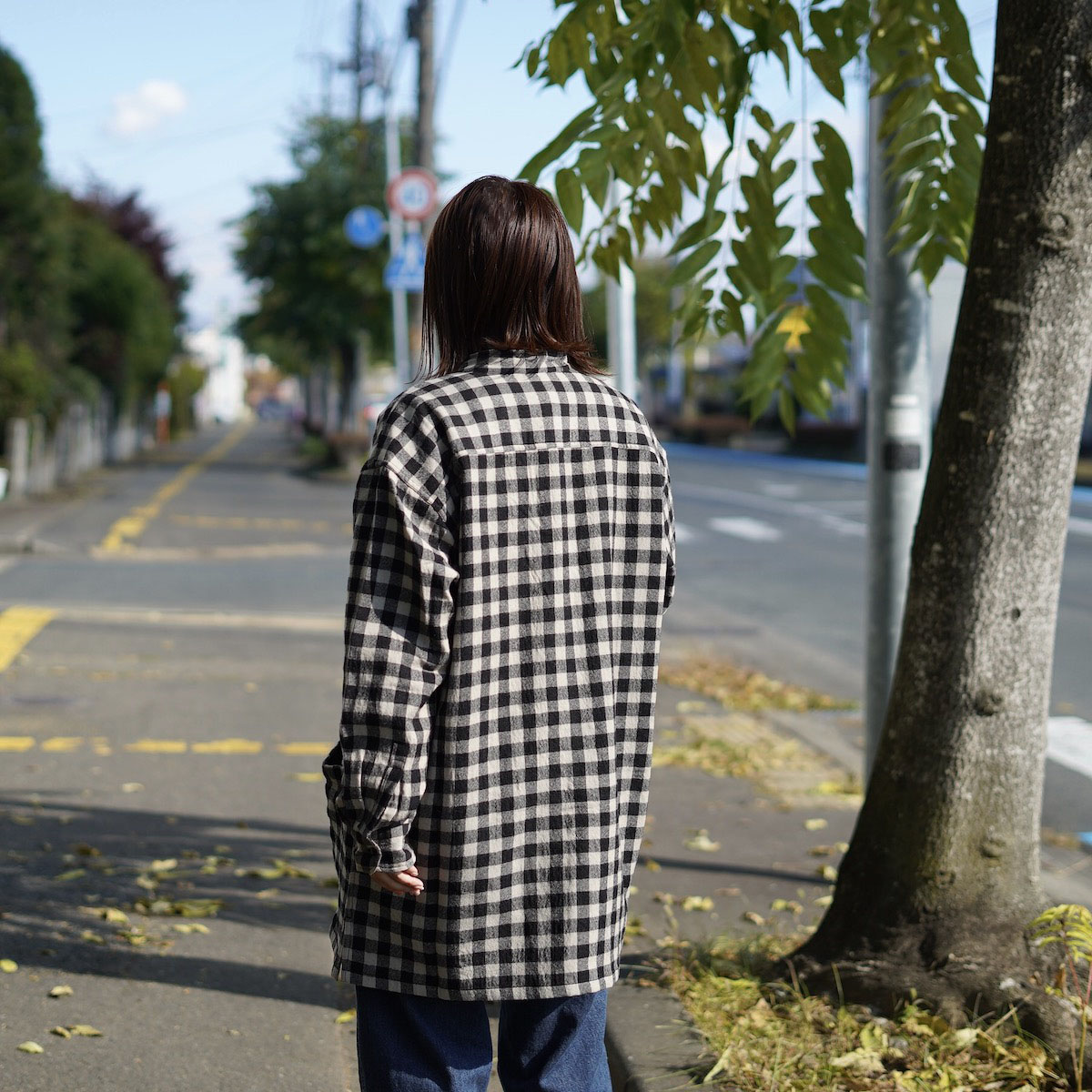 SOIL boiled  wool check stole未使用品 Lightweight Boiled Wool Coat in Responsible Wool | EILEEN FISHER