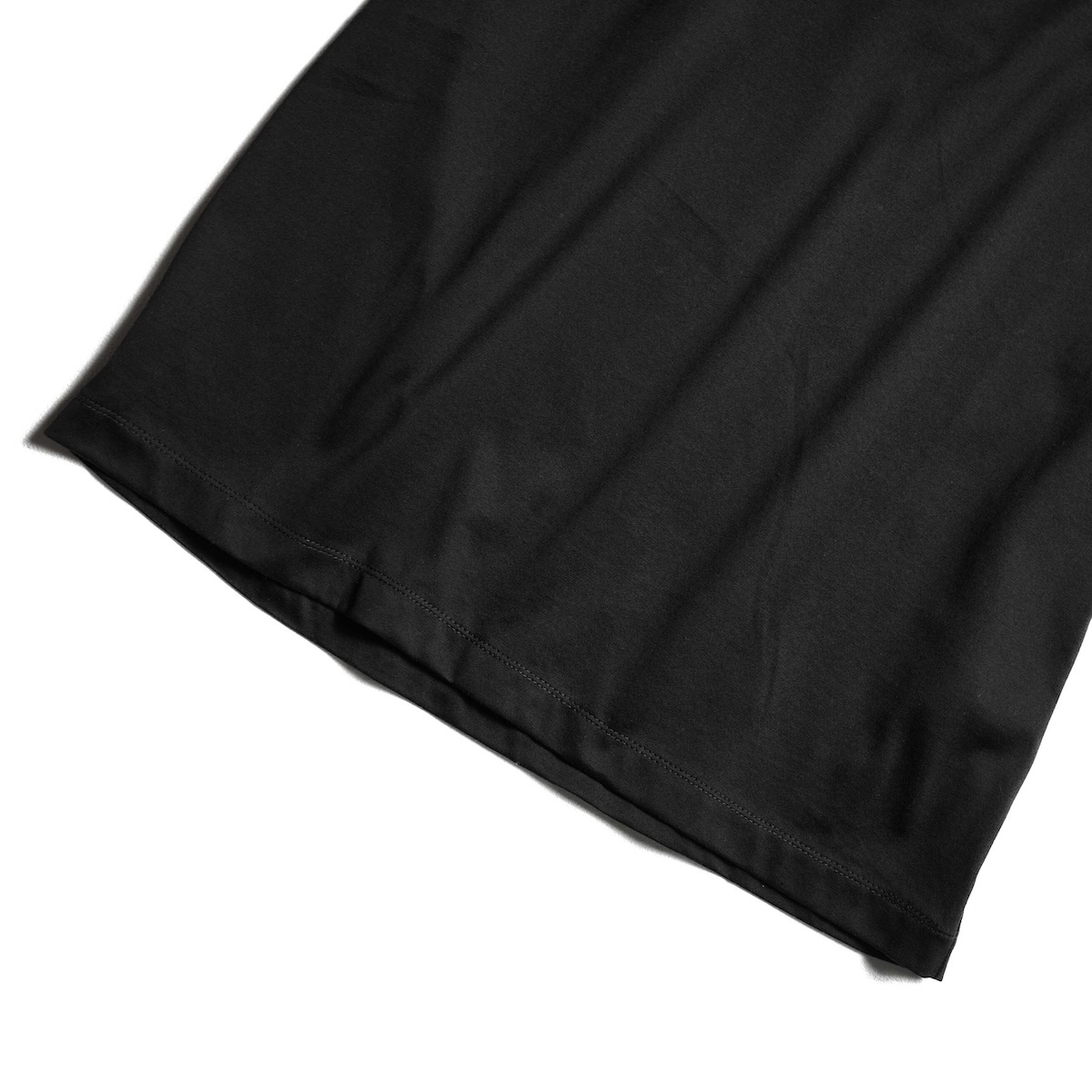 maison de soil / MERCERIZED COTTON JERSEY CREW-NECK FRENCH/SL T-SHIRT (Black)裾