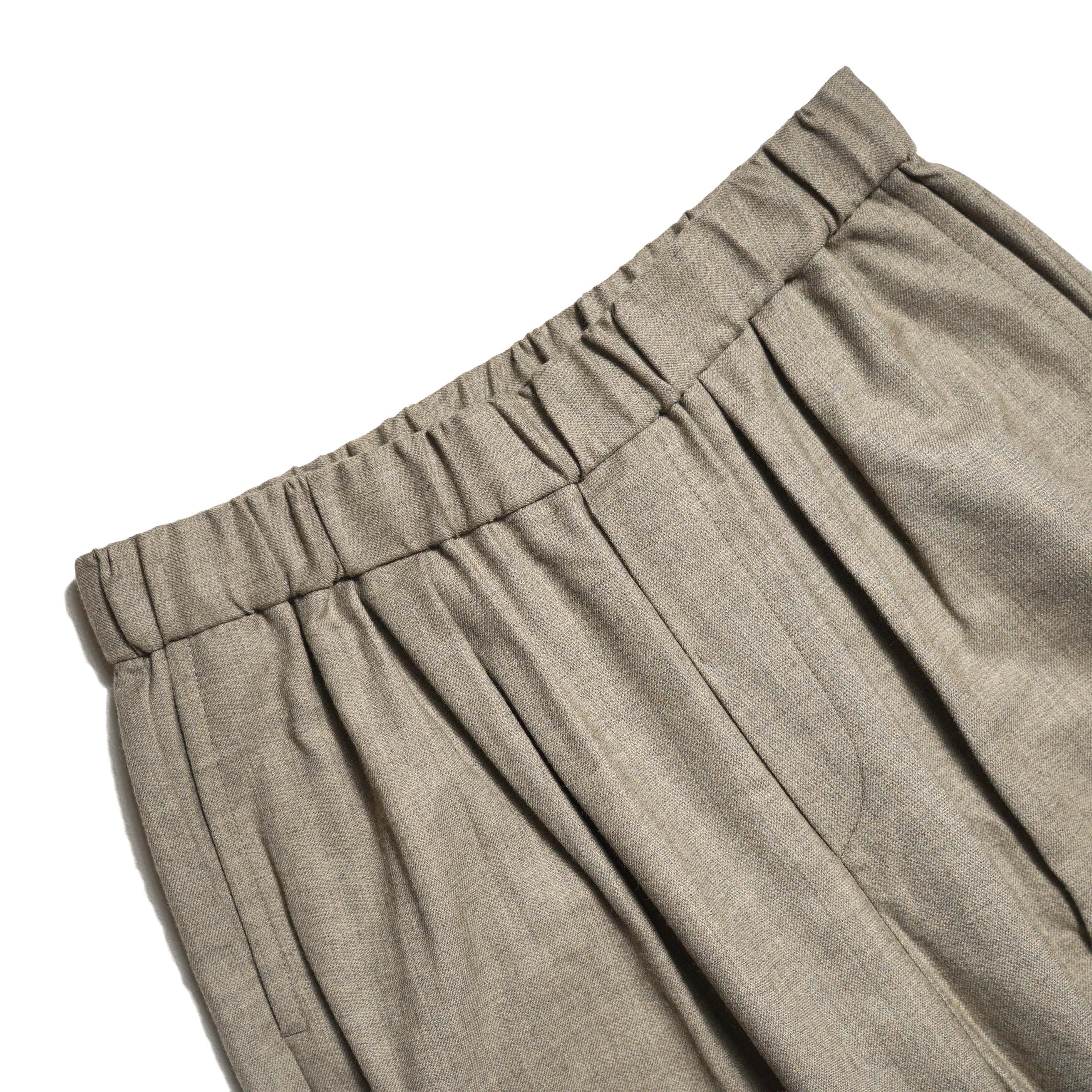 maison de soil / WOOL SERGE 2TUCK TAPERED EASY PANTS (Beige) ウエスト
