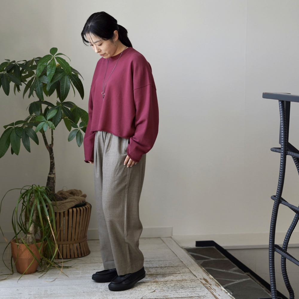 maison de soil / WOOL SERGE 2TUCK TAPERED EASY PANTS (Navy) 155cm / Beige / size1 / 着用イメージ①