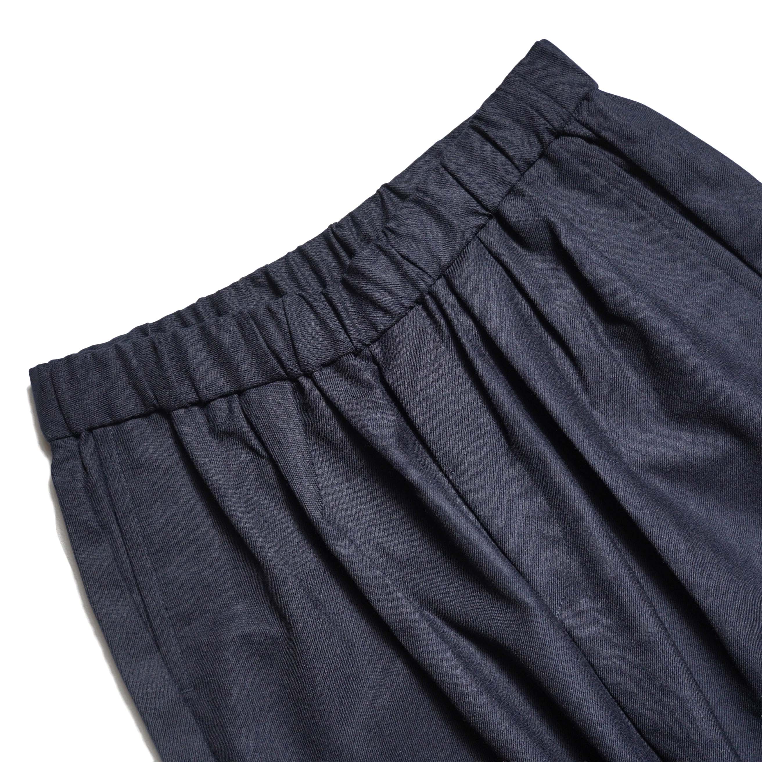 maison de soil / WOOL SERGE 2TUCK TAPERED EASY PANTS (Navy) ウエスト