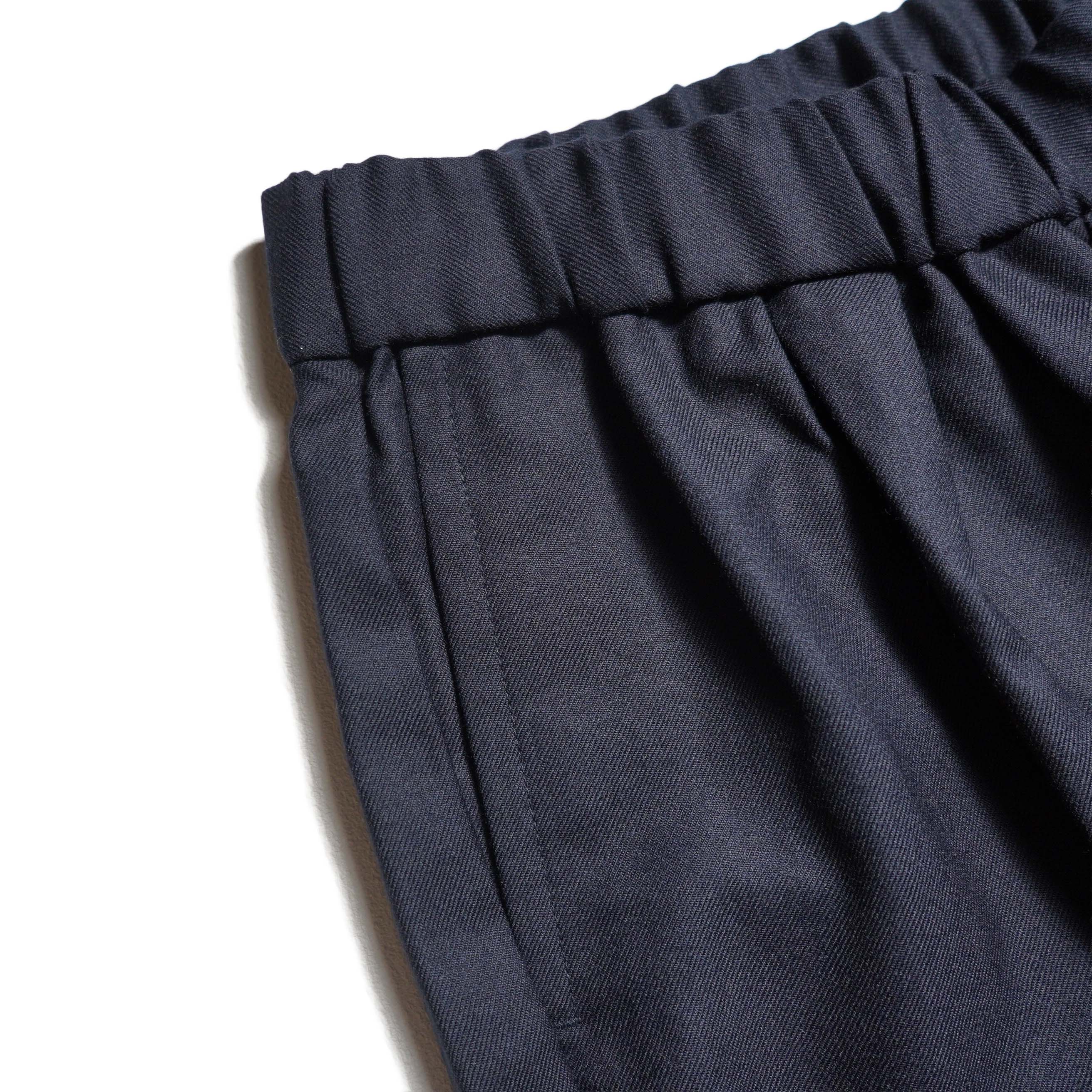 maison de soil / WOOL SERGE 2TUCK TAPERED EASY PANTS (Navy) ポケット