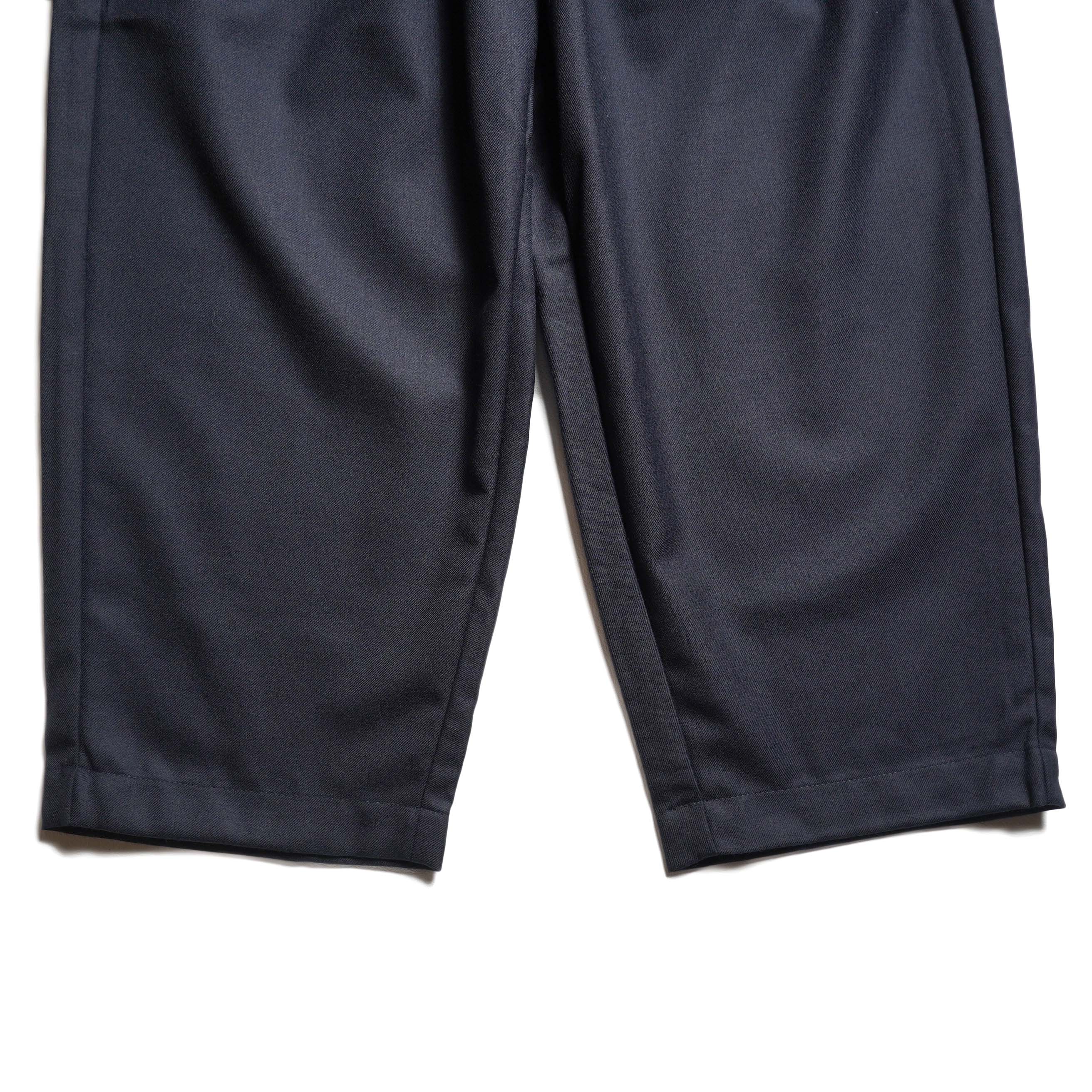 maison de soil / WOOL SERGE 2TUCK TAPERED EASY PANTS (Navy) 裾