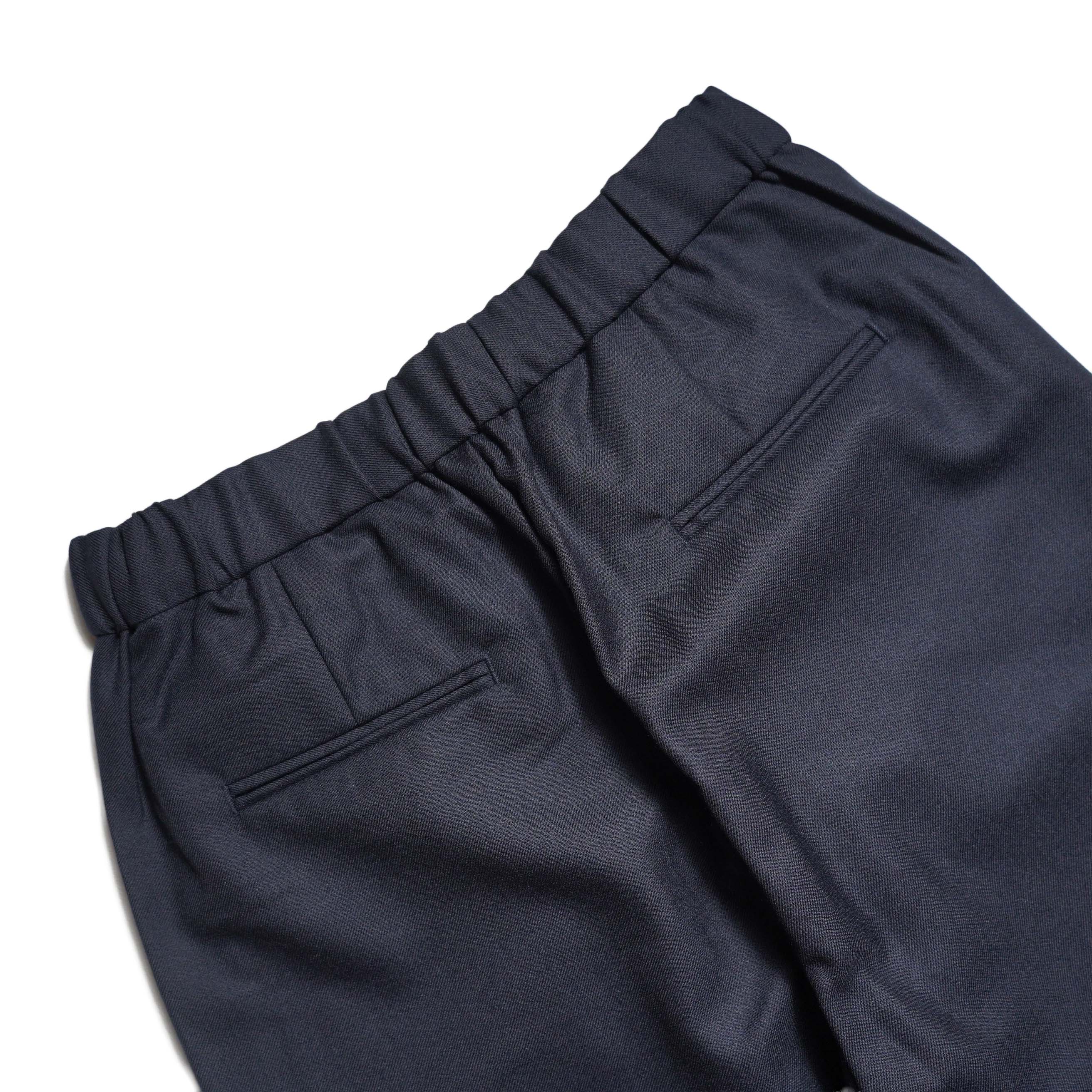 maison de soil / WOOL SERGE 2TUCK TAPERED EASY PANTS (Navy) 背面 / ポケット