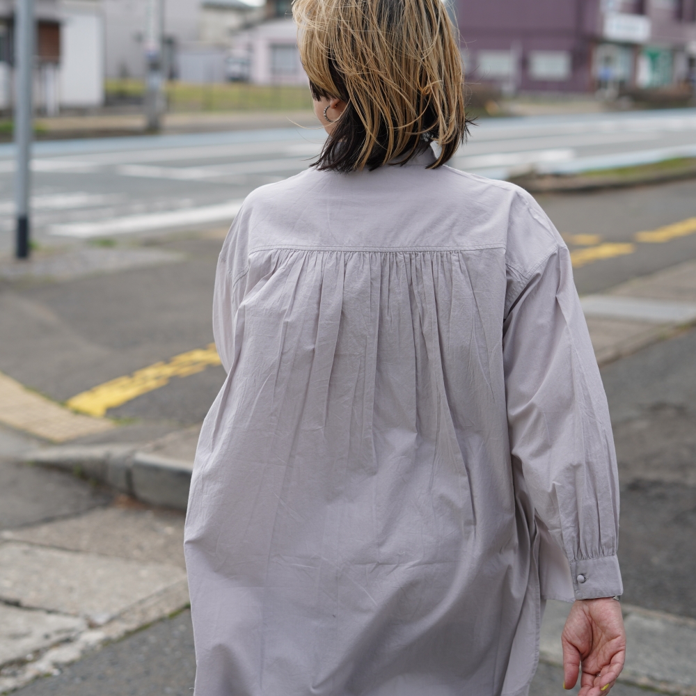 maison de soil / 60s ORGANIC CAMBRIC BANDED COLLAR EMB TUNIC (White)