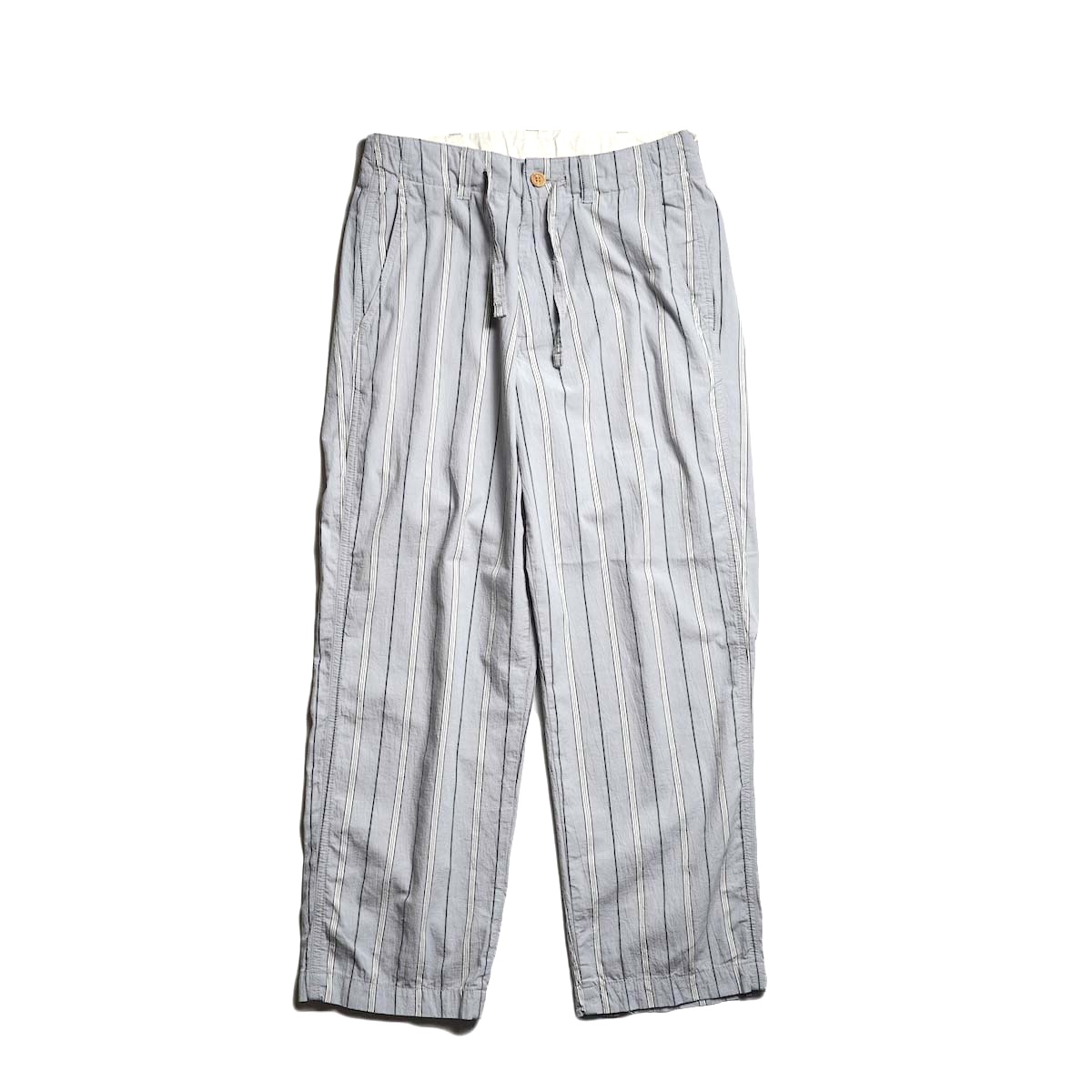 MASTER&Co. / COTTON STRIPED DRAWSTRING PANTS (Gray) 正面
