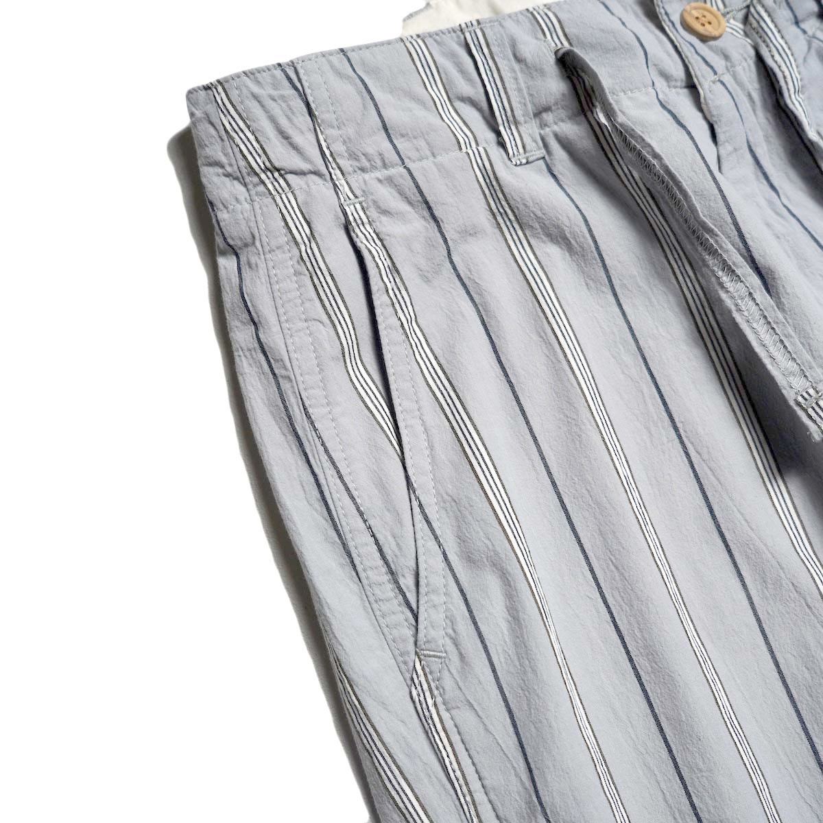 MASTER&Co. / COTTON STRIPED DRAWSTRING PANTS (Gray) ポケット