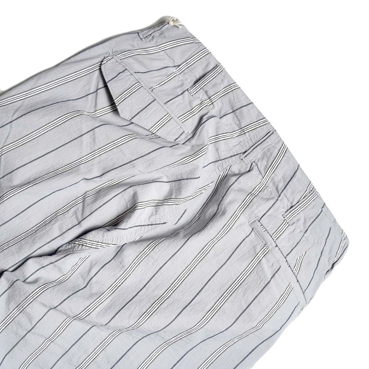 MASTER&Co. / COTTON STRIPED DRAWSTRING PANTS (Gray) ヒップポケット
