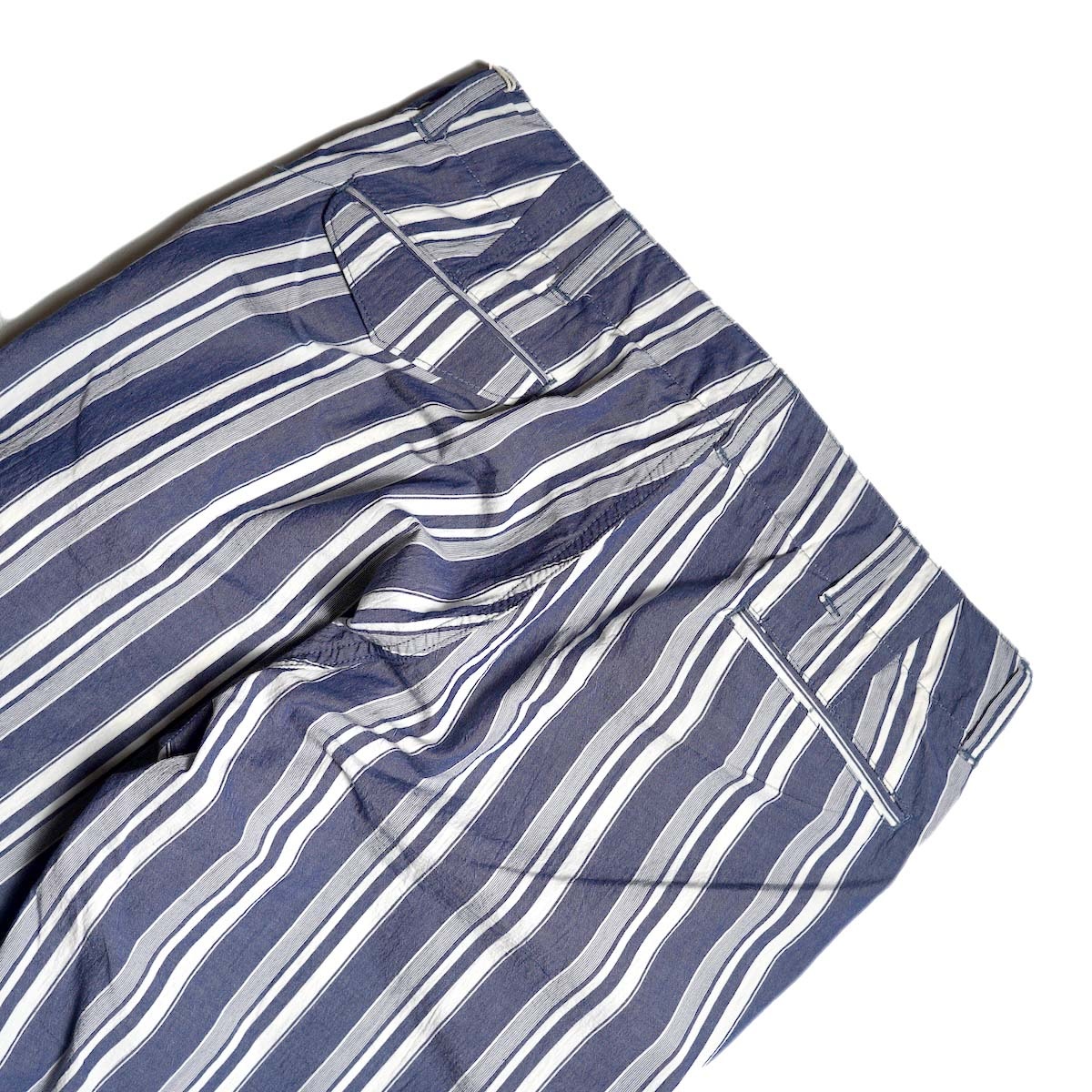 MASTER&Co. / COTTON STRIPED DRAWSTRING PANTS (Navy) ヒップポケット