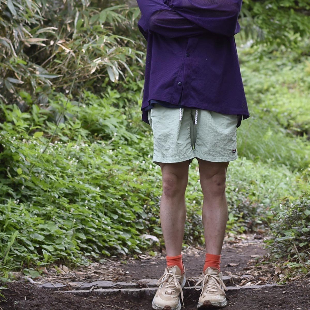 NANGA /  NYLON TUSSER EASY SHORTS (Light Green) 162cm/Msize着用