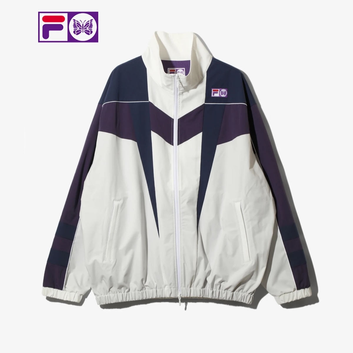 Needles×FILA / Star Cut Over Sized Windbreaker (Wht/Nvy/Ppl)