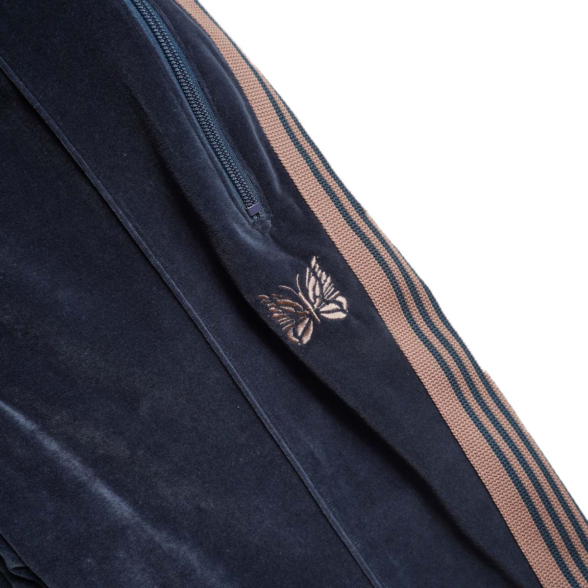 Needles / Narrow Track Pant - C/PE Velour (Steel Blue) パピヨン刺繍