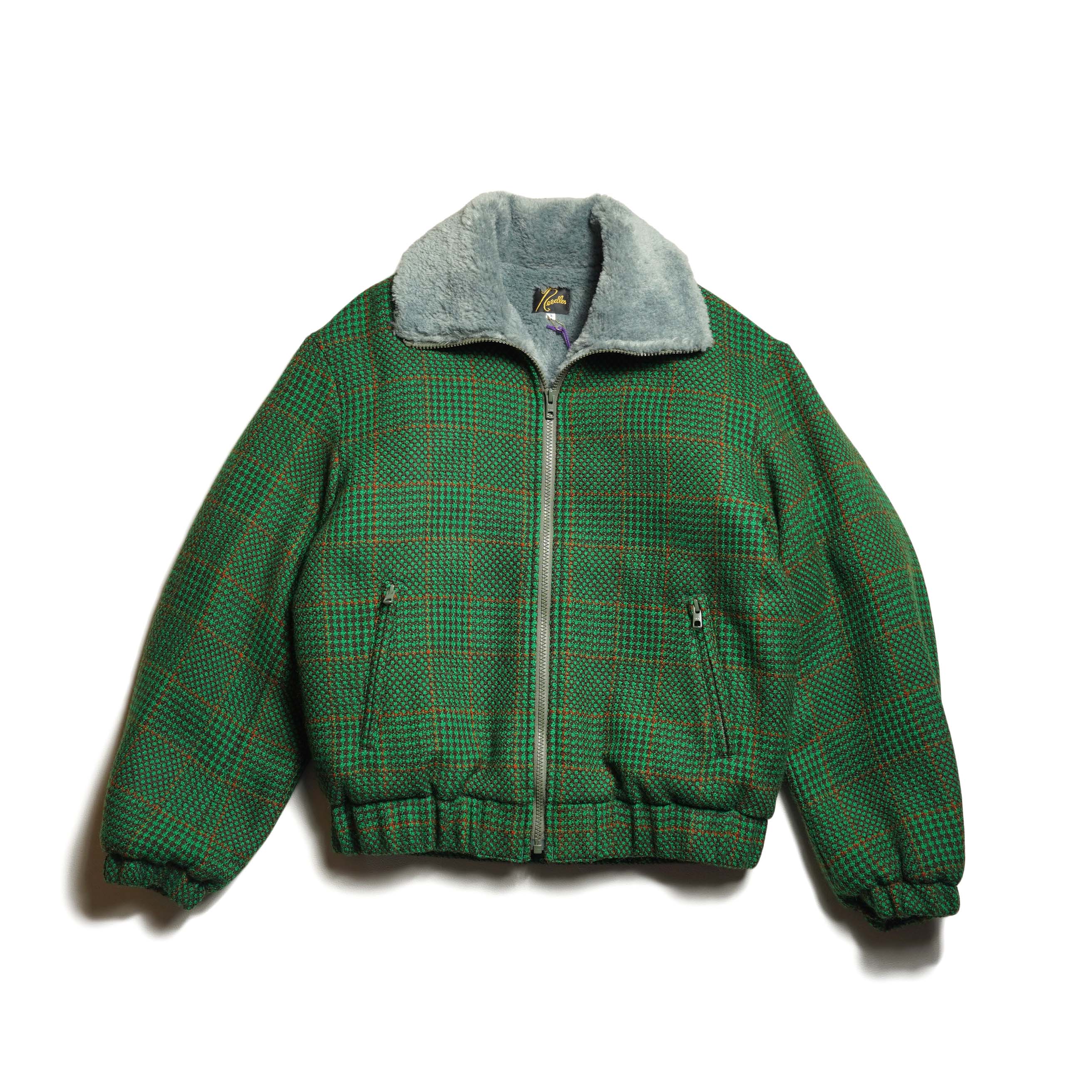 Needles / Lined Boa Jacket - Houndstooth (Green)