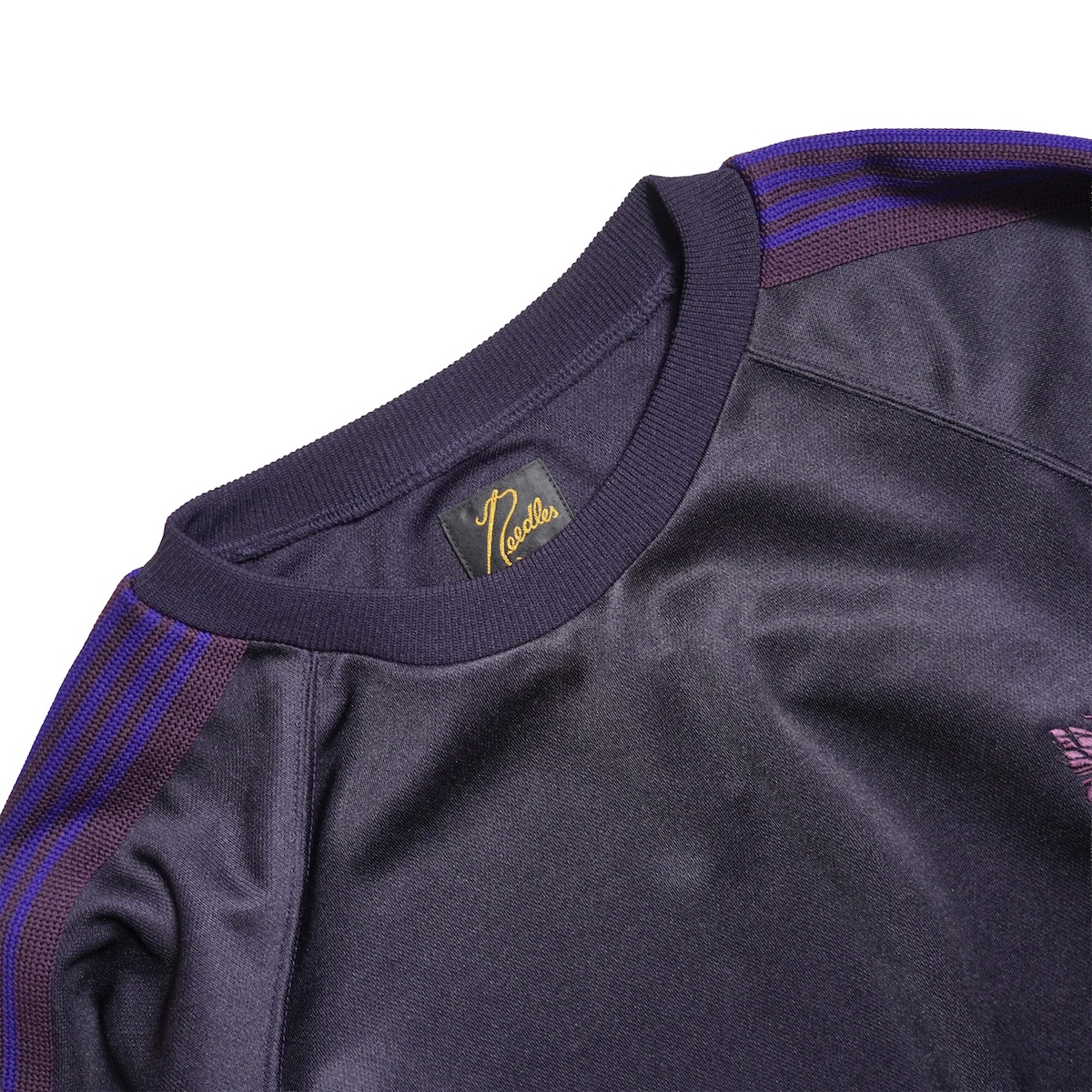 Needles トラッククルーネックシャツ ネイビー×パープル XSサイズ Needles / Track Crew Neck Shirt - Poly Smooth (Purple)