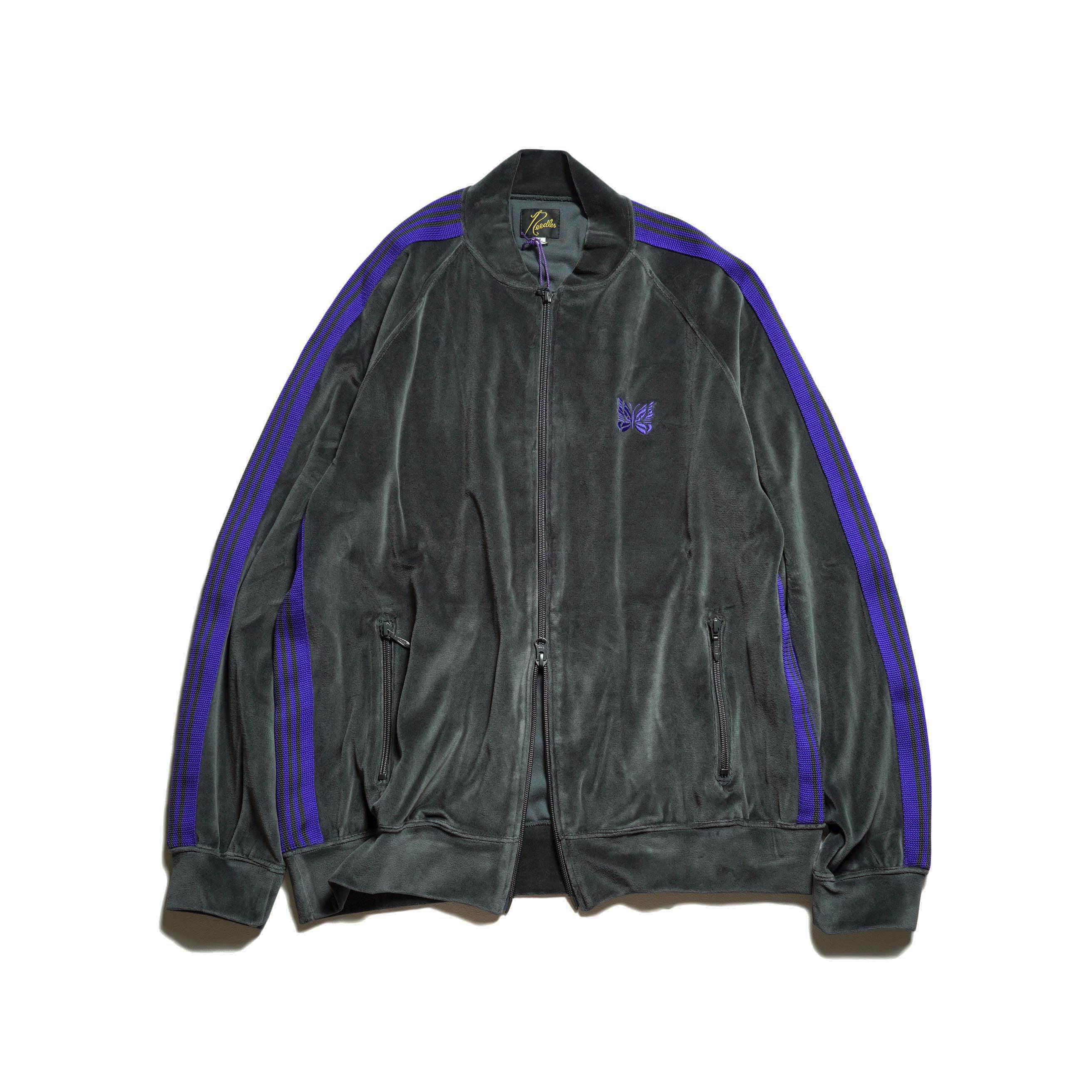Needles / Rib Collar Track Jacket - C/PE Velour (Charcoal)