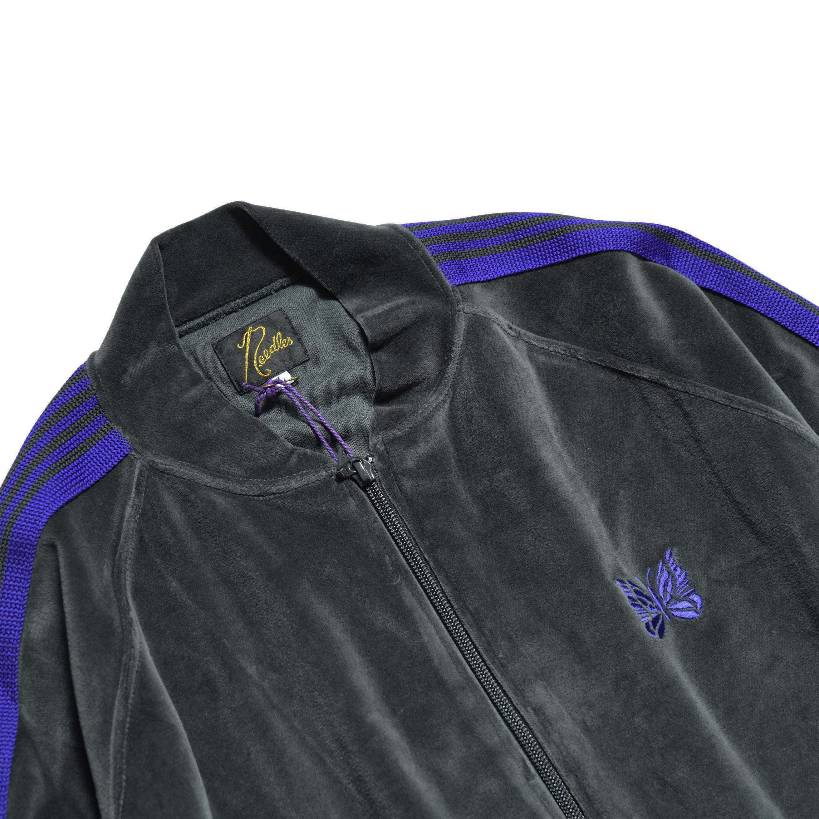 Needles / Rib Collar Track Jacket - C/PE Velour (Charcoal) ネック