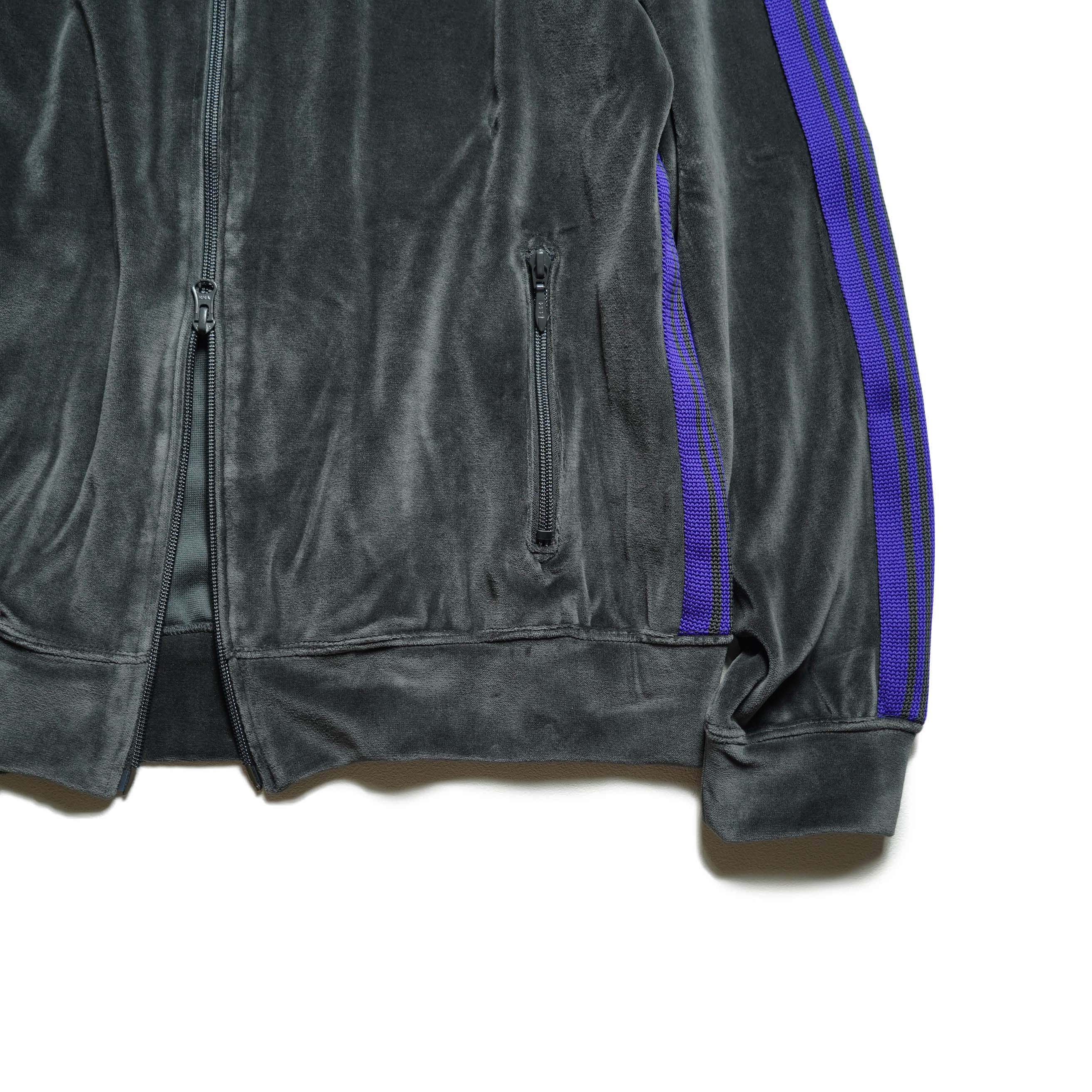 Needles / Rib Collar Track Jacket - C/PE Velour (Charcoal) 袖