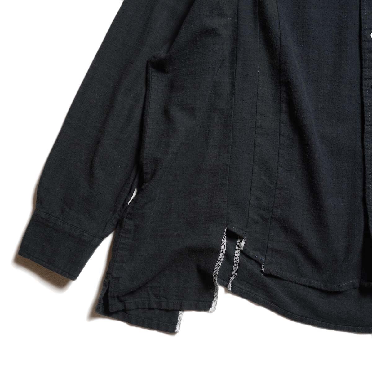 Rebuild by Needles / Flannel Shirt - 7 Cuts Wide Shirt Over Dye  (Black-A) 袖