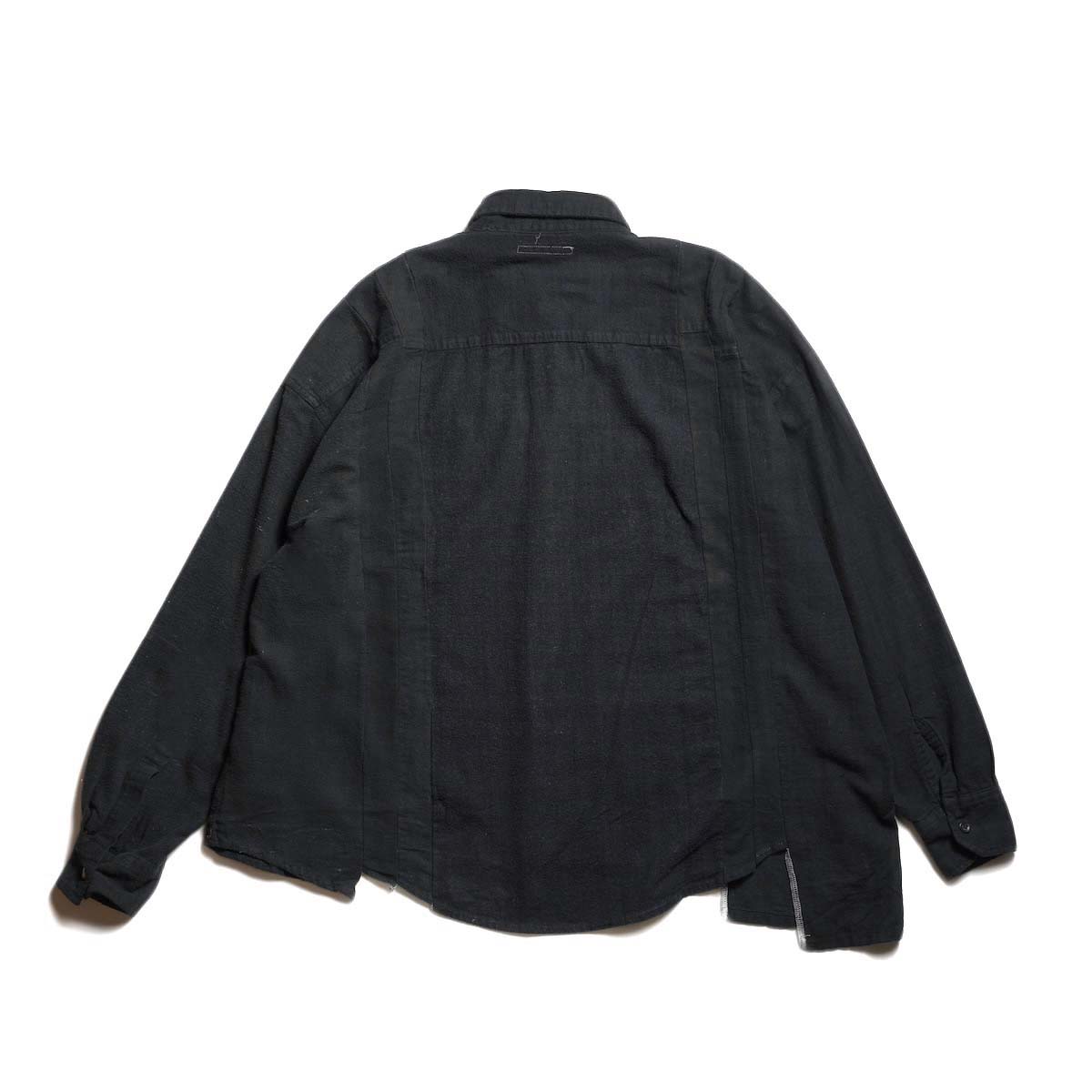Rebuild by Needles / Flannel Shirt - 7 Cuts Wide Shirt Over Dye  (Black-A) 背面