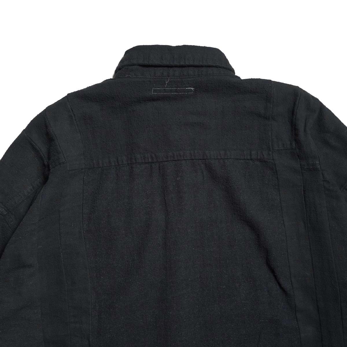 Rebuild by Needles / Flannel Shirt - 7 Cuts Wide Shirt Over Dye  (Black-A) 後ろ身頃
