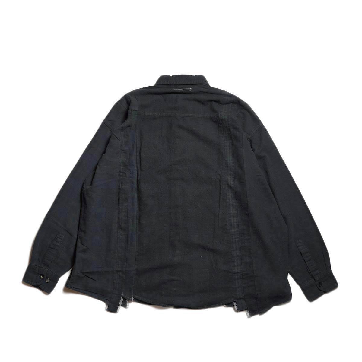 Rebuild by Needles / Flannel Shirt - 7 Cuts Wide Shirt Over Dye  (Black-C) 背面