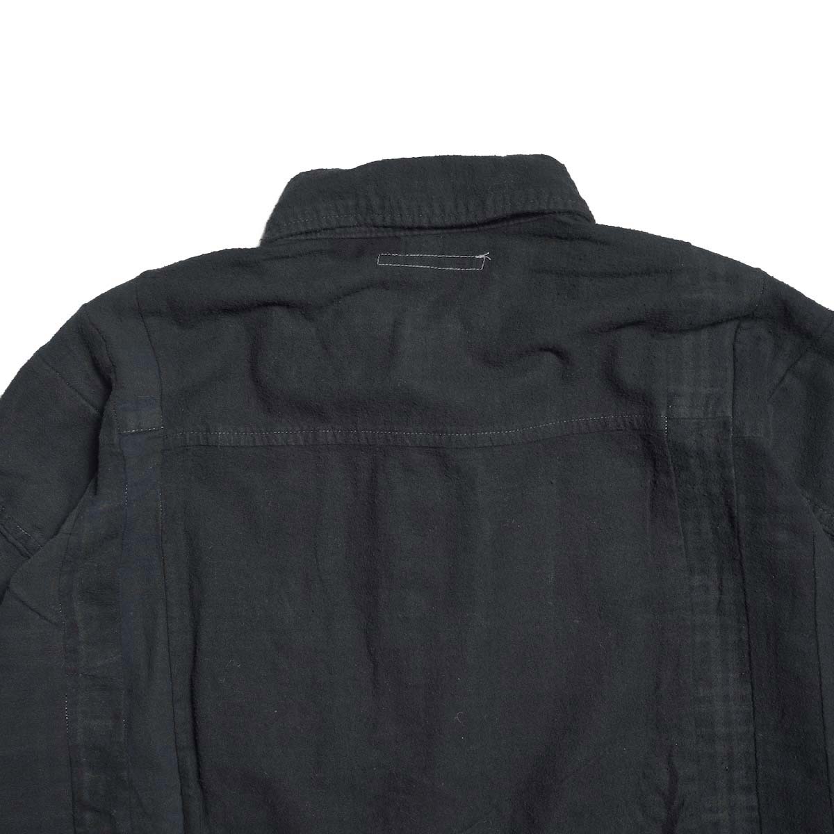 Rebuild by Needles / Flannel Shirt - 7 Cuts Wide Shirt Over Dye  (Black-C) 後ろ身頃