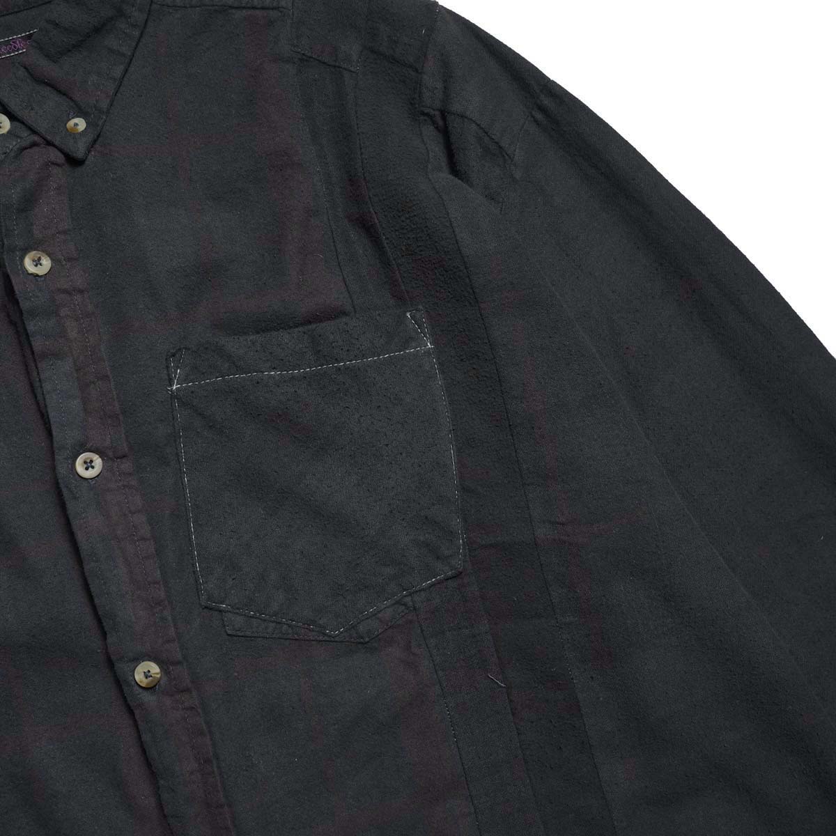 Rebuild by Needles / Flannel Shirt - 7 Cuts Wide Shirt Over Dye  (Black-D) 胸ポケット