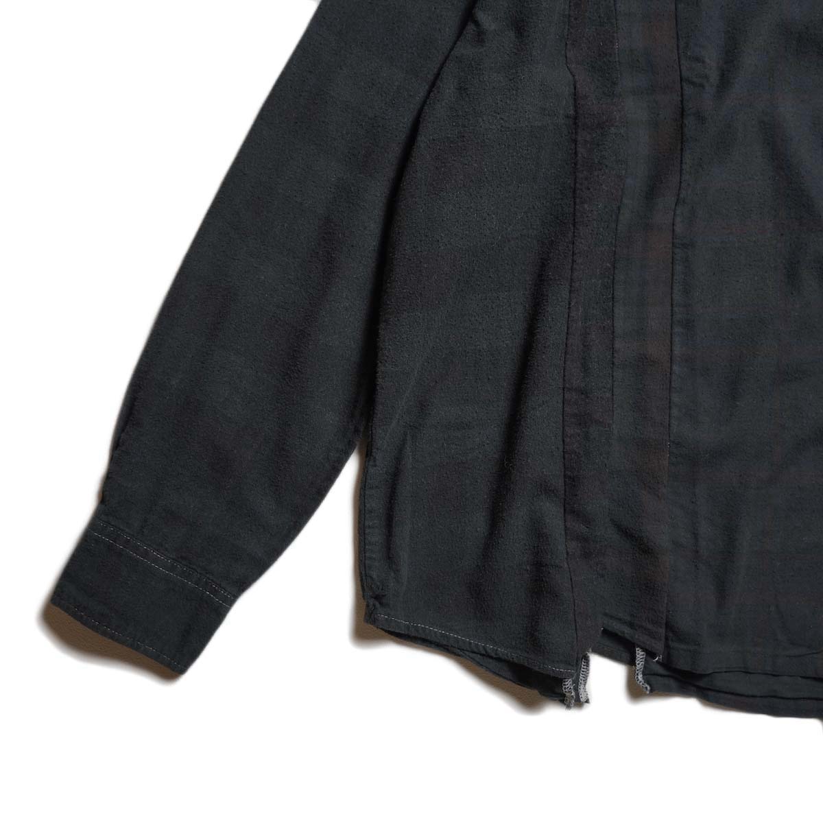 Rebuild by Needles / Flannel Shirt - 7 Cuts Wide Shirt Over Dye  (Black-D) 袖