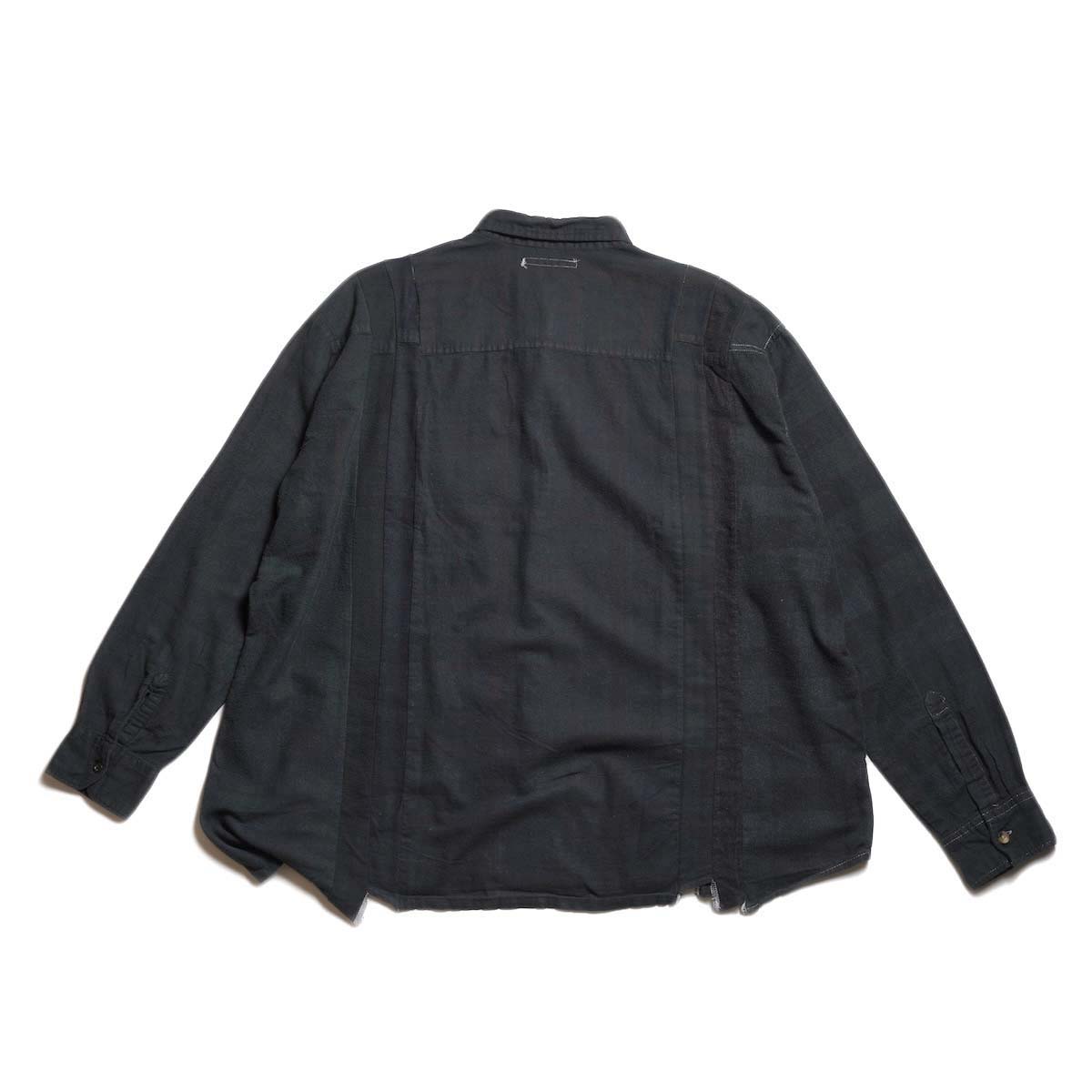 Rebuild by Needles / Flannel Shirt - 7 Cuts Wide Shirt Over Dye  (Black-D) 背面