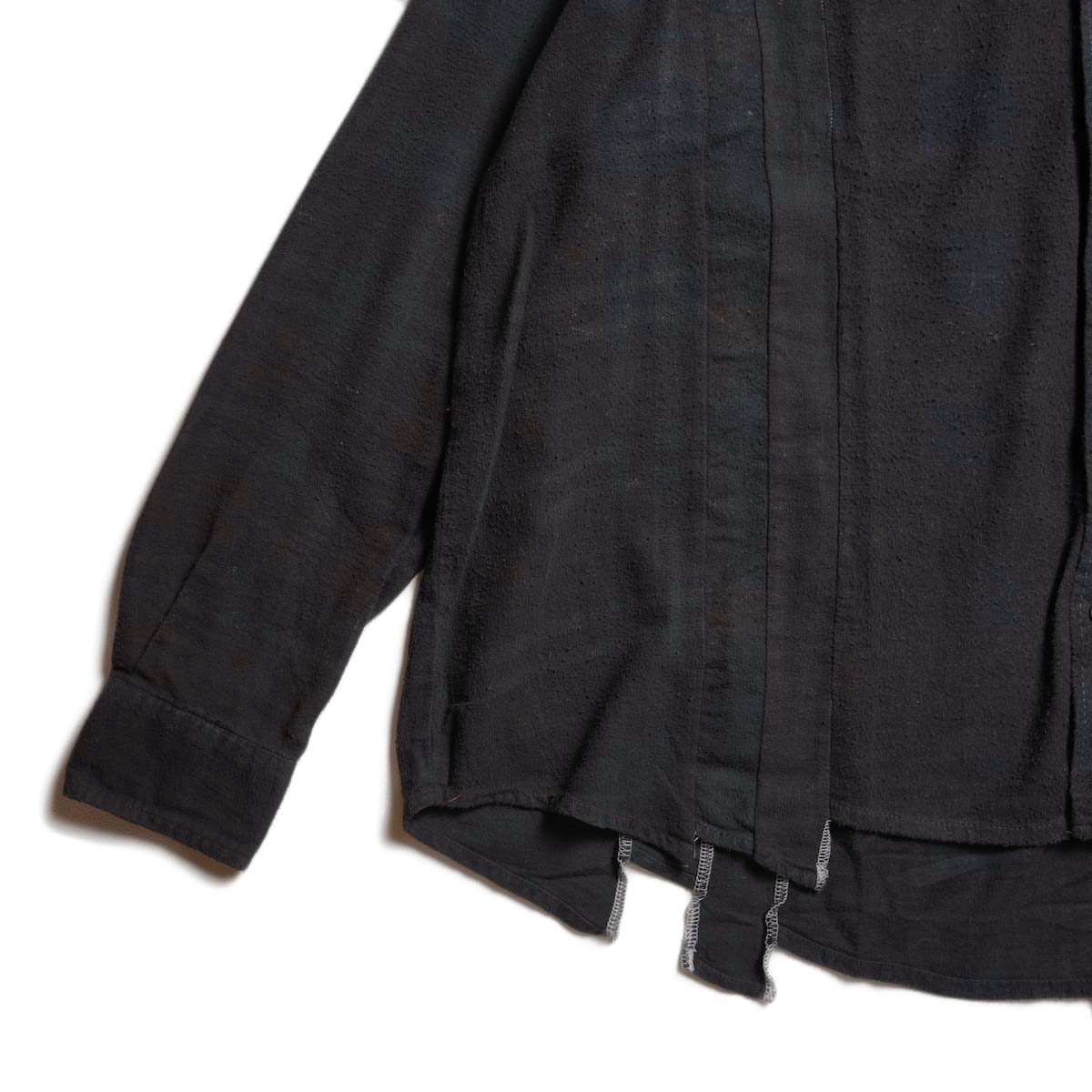 Rebuild by Needles / Flannel Shirt - 7 Cuts Wide Shirt Over Dye  (Black-E) 袖