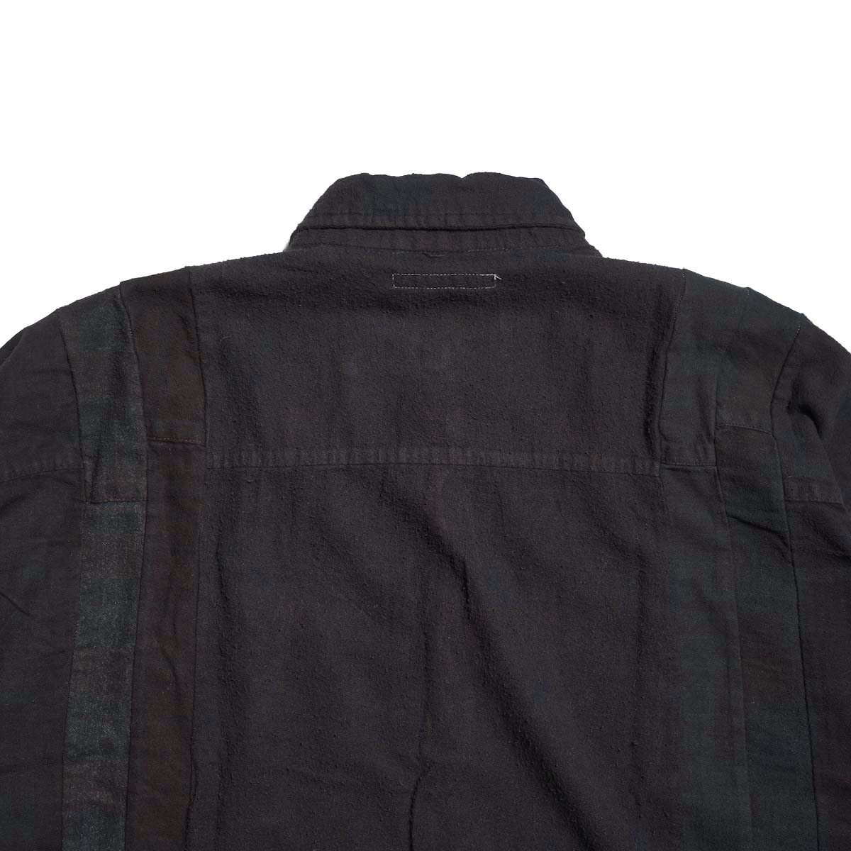 Rebuild by Needles / Flannel Shirt - 7 Cuts Wide Shirt Over Dye  (Black-E) 後ろ身頃