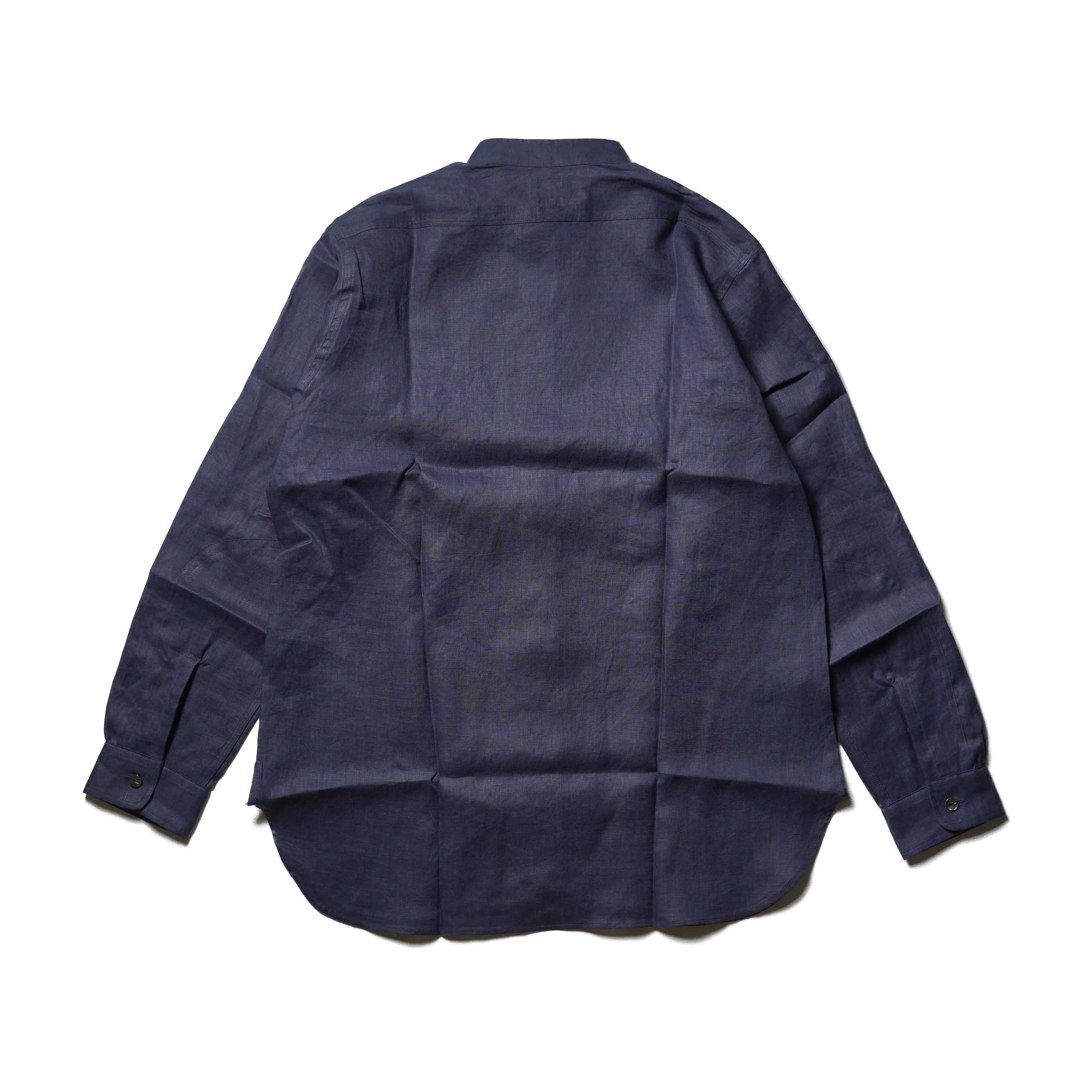 Needles / Band Collar Work Shirt - Linen Canvas (Purple)