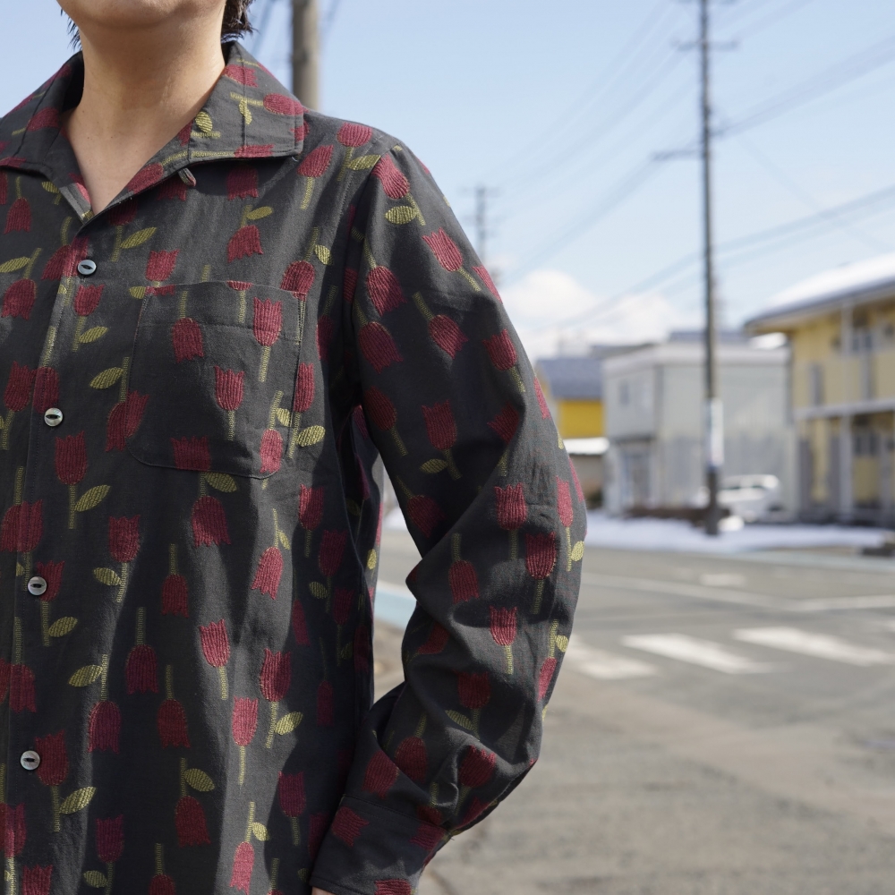 Needles / Italian Collar Shirt - /W Tulip Jacquard (Charcoal)